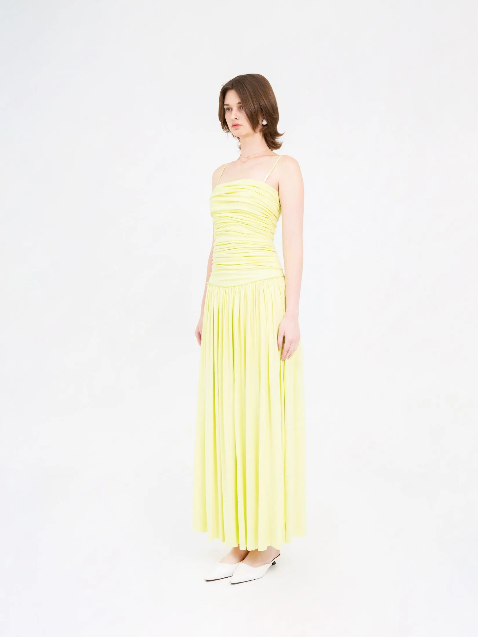 KLOSET (SS25) Women Front Ruched Maxi Dress Green KLOSET (SS25) Women Front Ruched Maxi Dress Green
