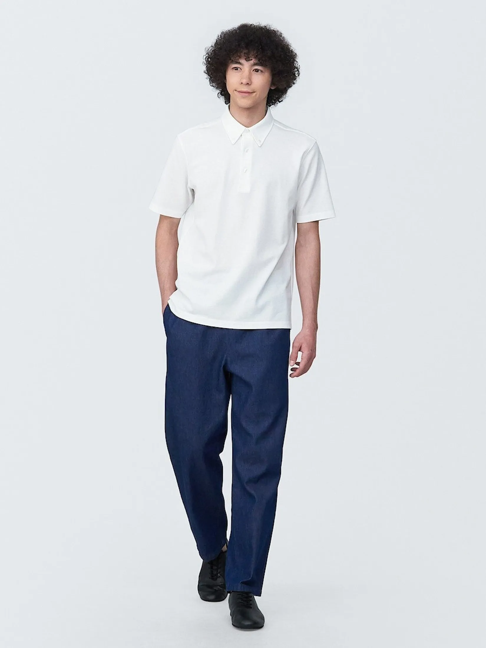 MUJI Men Polo Shirt Short Sleeve Cool Touch Pique MUJI Men Polo Shirt Short Sleeve Cool Touch Pique
