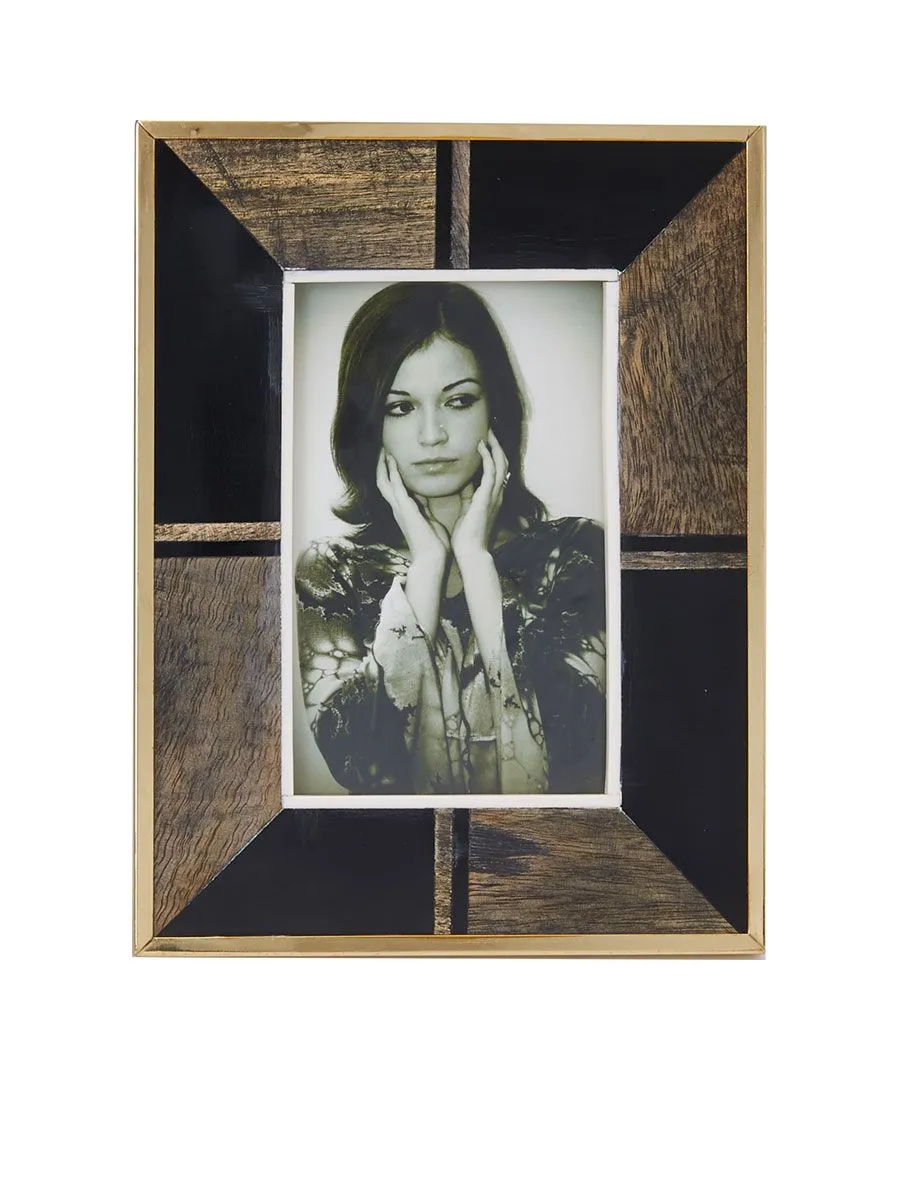 CENTRAL HOME Deep Thick Edge Wooden Picture Frame 4 X 6 Inch Black - Gold