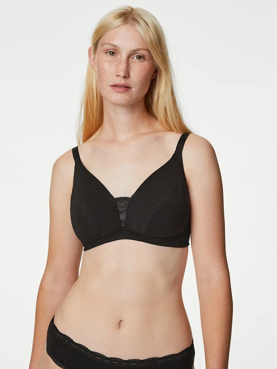 MARKS & SPENCER Women Bra Cotton & Lace Non Wired Full Cup 3 pk Multi-Color MARKS & SPENCER Women Bra Cotton & Lace Non Wired Full Cup 3 pk Multi-Color