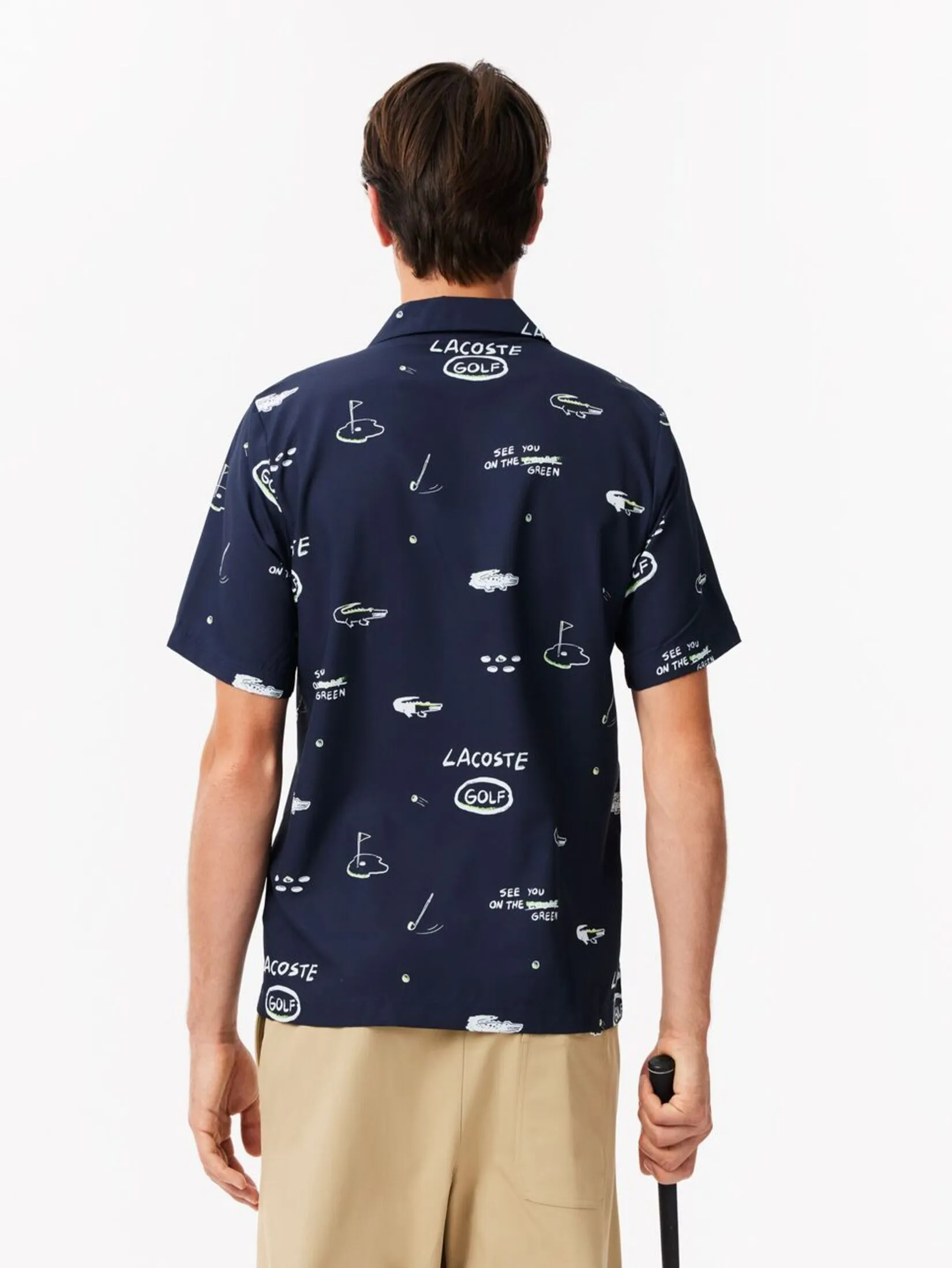 LACOSTE Regular Hawaii Fit UV Protect Golf Shirt Blue LACOSTE Regular Hawaii Fit UV Protect Golf Shirt Blue