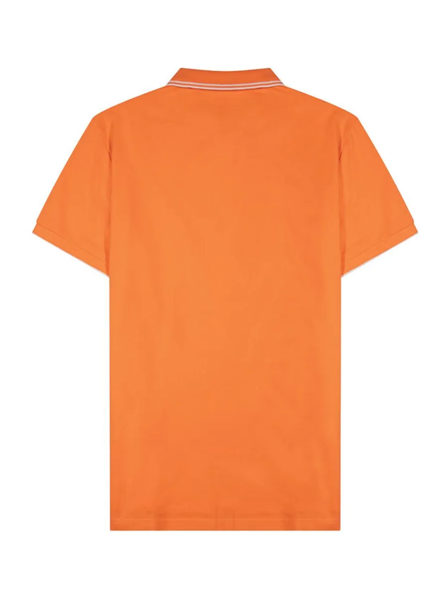 GIORDANO Men's Solid Cotton Lycra Short Sleeve Tapered Polo Orange GIORDANO Men's Solid Cotton Lycra Short Sleeve Tapered Polo Orange