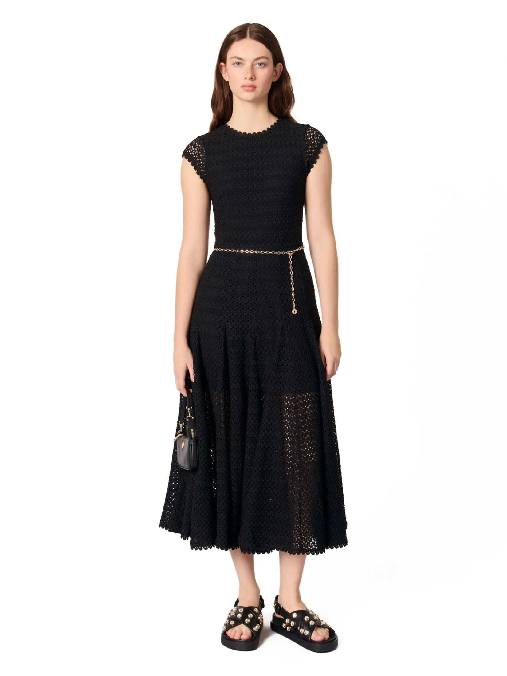 MAJE Women Maxi Dress Crochet-Knit MAJE Women Maxi Dress Crochet-Knit