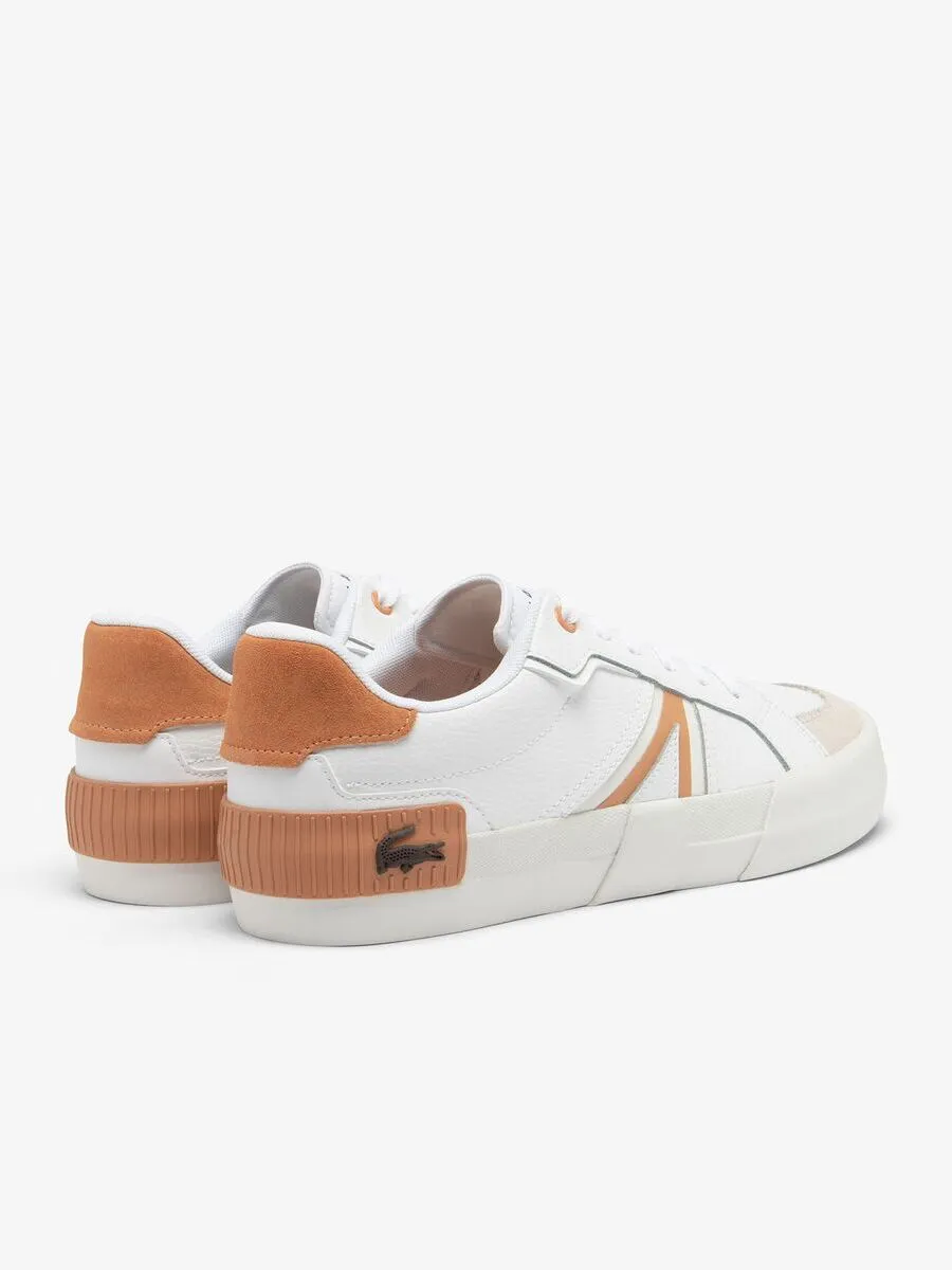 LACOSTE White Men’s L004 Contrasted Tab Leather Trainers LACOSTE White Men’s L004 Contrasted Tab Leather Trainers