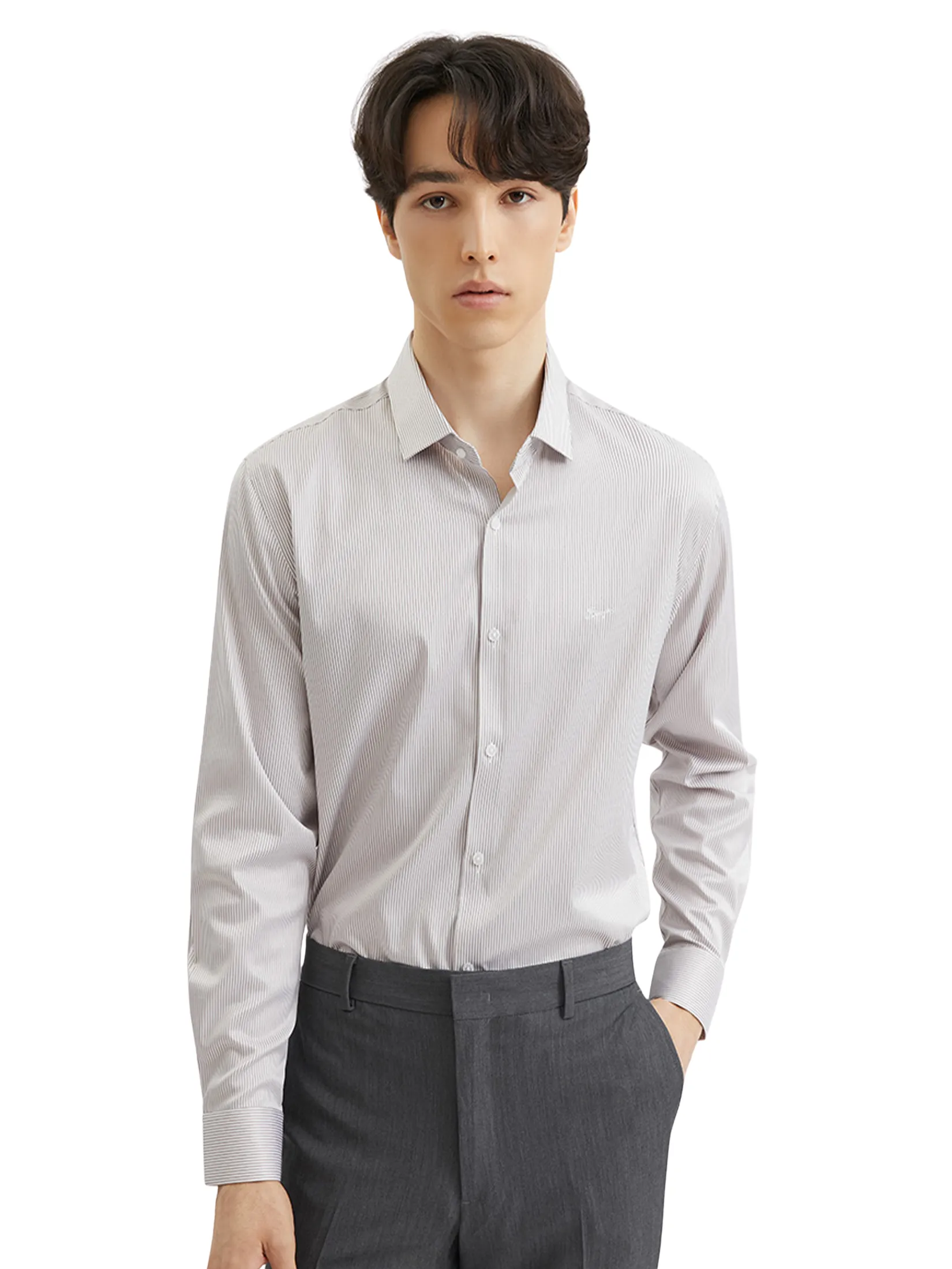 DAPPER Men NO MORE IRON Striped Smart Fit Shirt Brown DAPPER Men NO MORE IRON Striped Smart Fit Shirt Brown