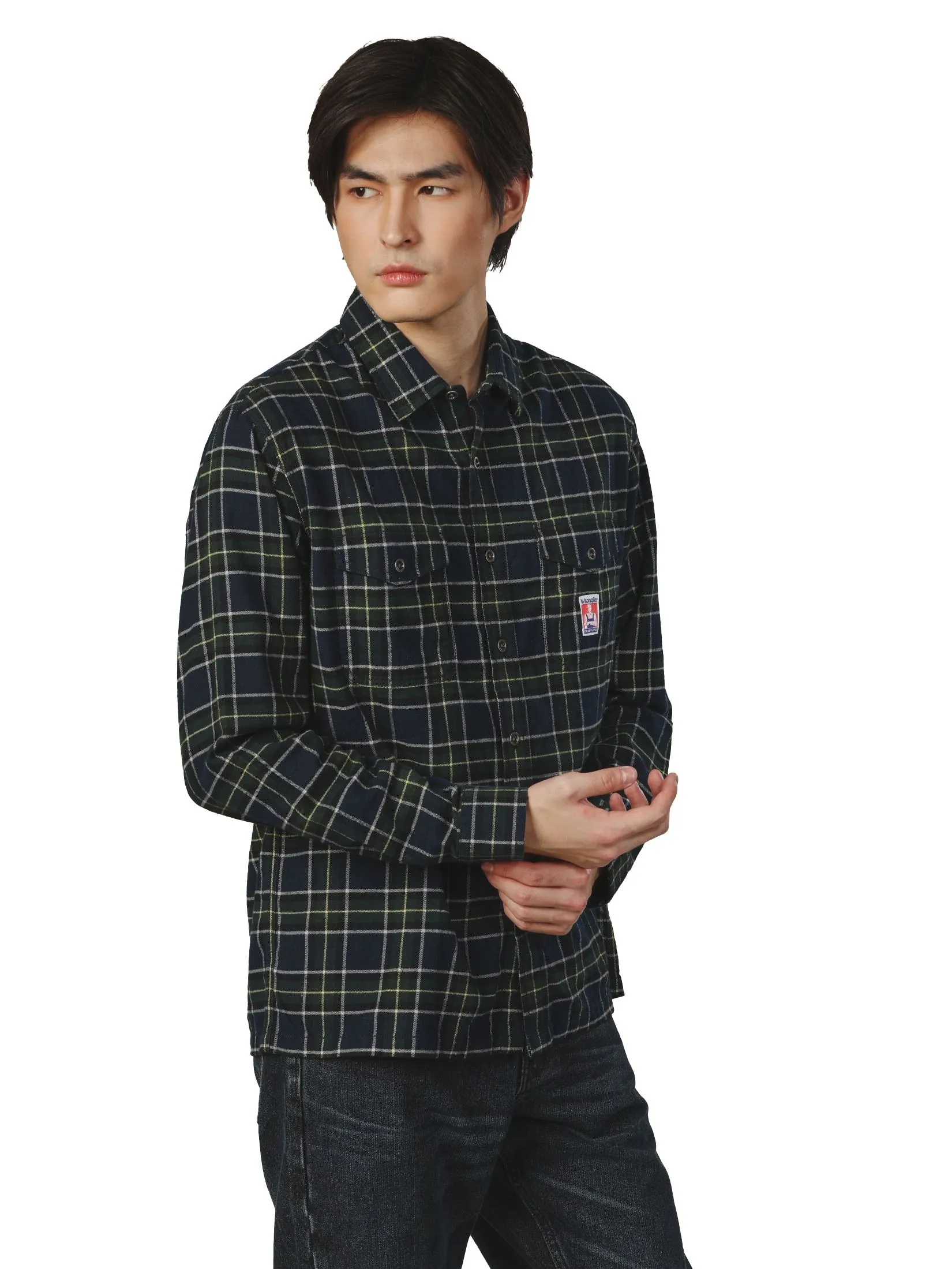 WRANGLER Men's Shirt Long Sleeve Casey Jones Collection Regular Fit Dark Green WRANGLER Men's Shirt Long Sleeve Casey Jones Collection Regular Fit Dark Green