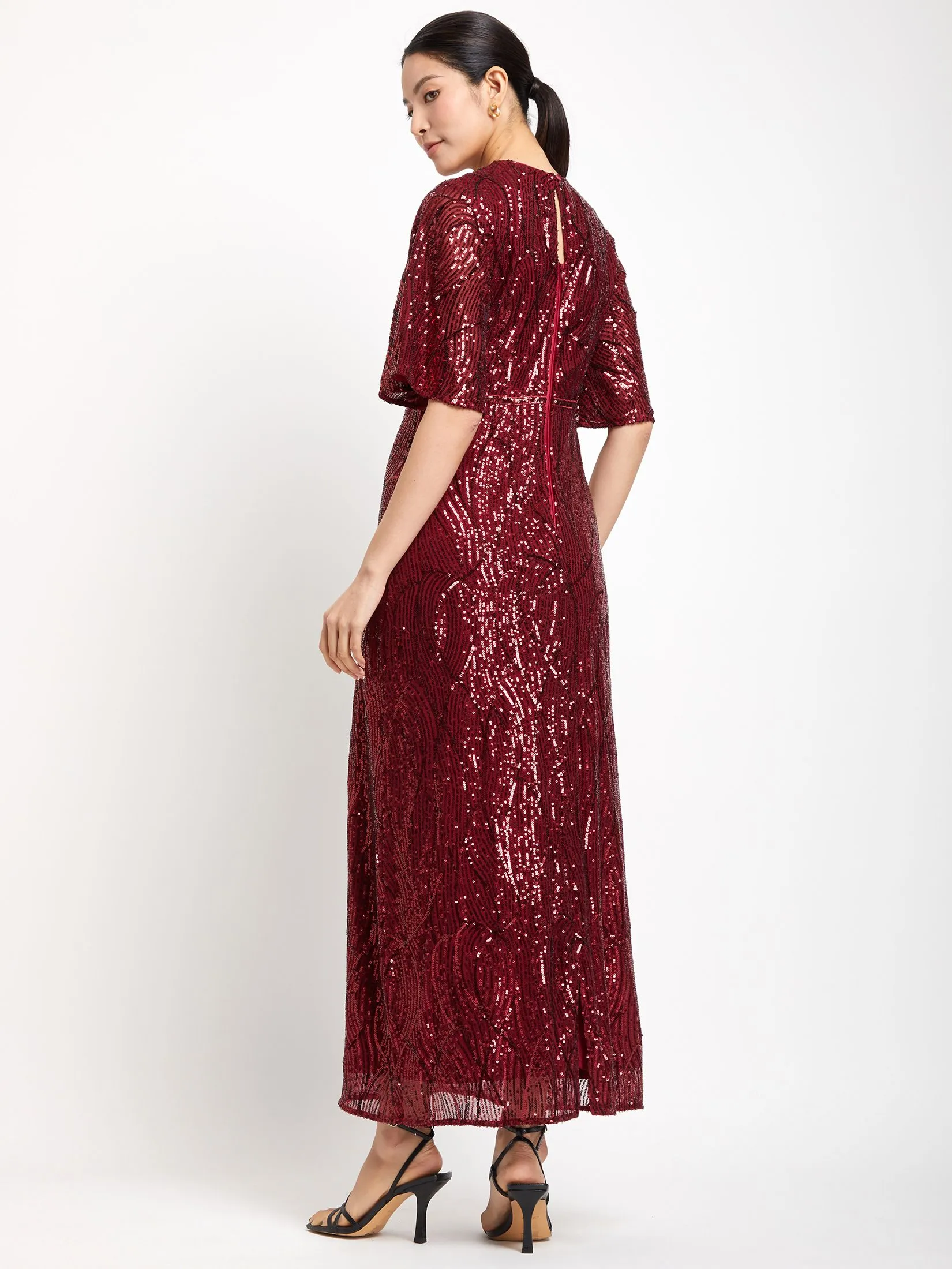 EXPRESSIONS EVENING Women Maxi Dress Short Sleeves Solid EXPRESSIONS EVENING Women Maxi Dress Short Sleeves Solid