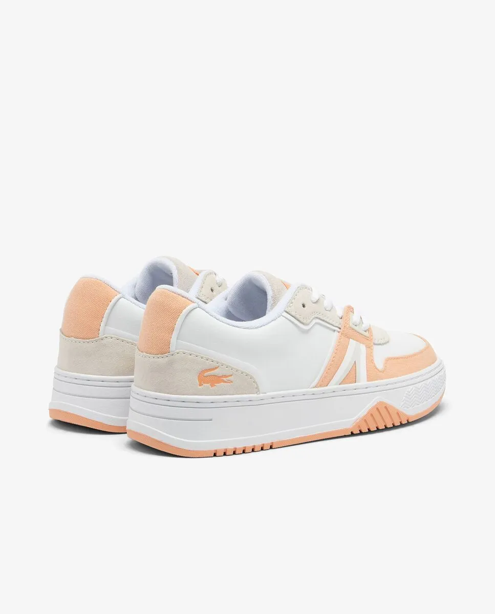 LACOSTE Women’s L001 Leather Logo Tongue Trainers White LACOSTE Women’s L001 Leather Logo Tongue Trainers White