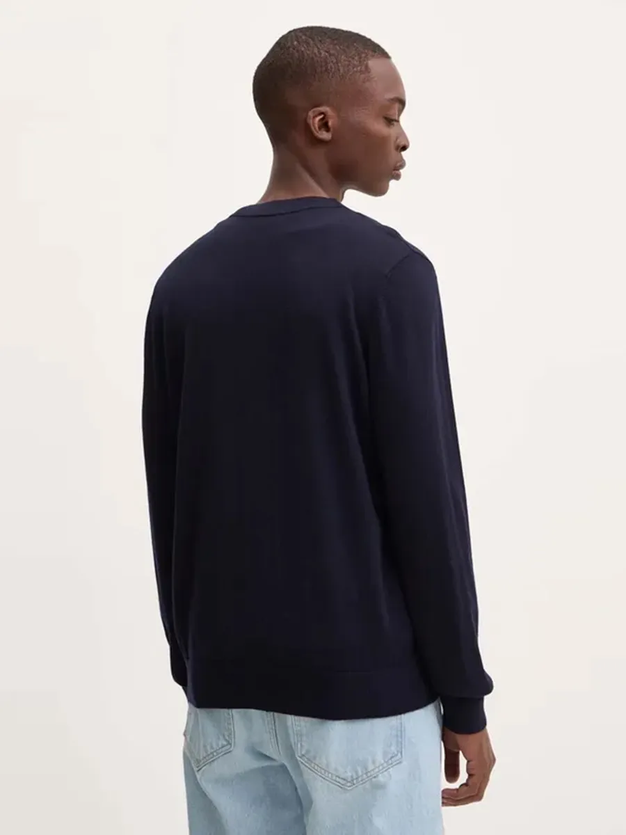 A.P.C. Men Cardigan Joe Merino Wool Logo-Embroidered Navy A.P.C. Men Cardigan Joe Merino Wool Logo-Embroidered Navy