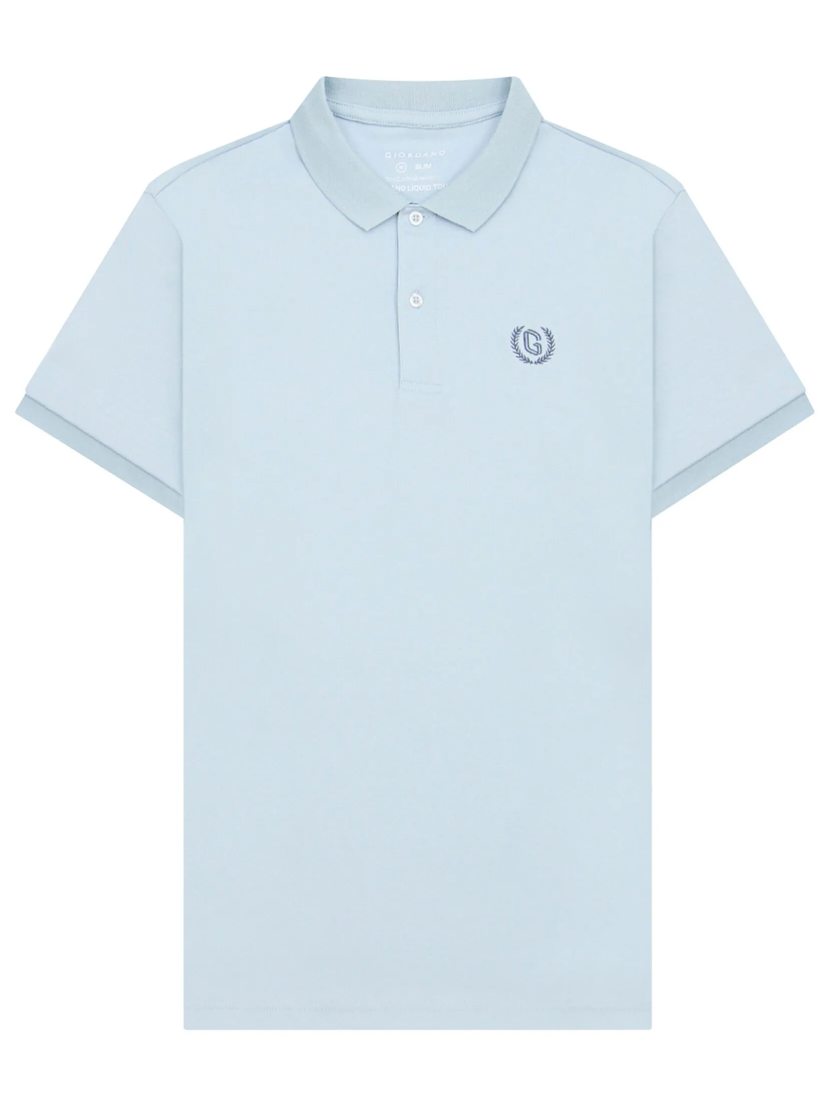 GIORDANO Men's Interlock Embroidery Polo (Liquid Touch) Winter sky blue GIORDANO Men's Interlock Embroidery Polo (Liquid Touch) Winter sky blue