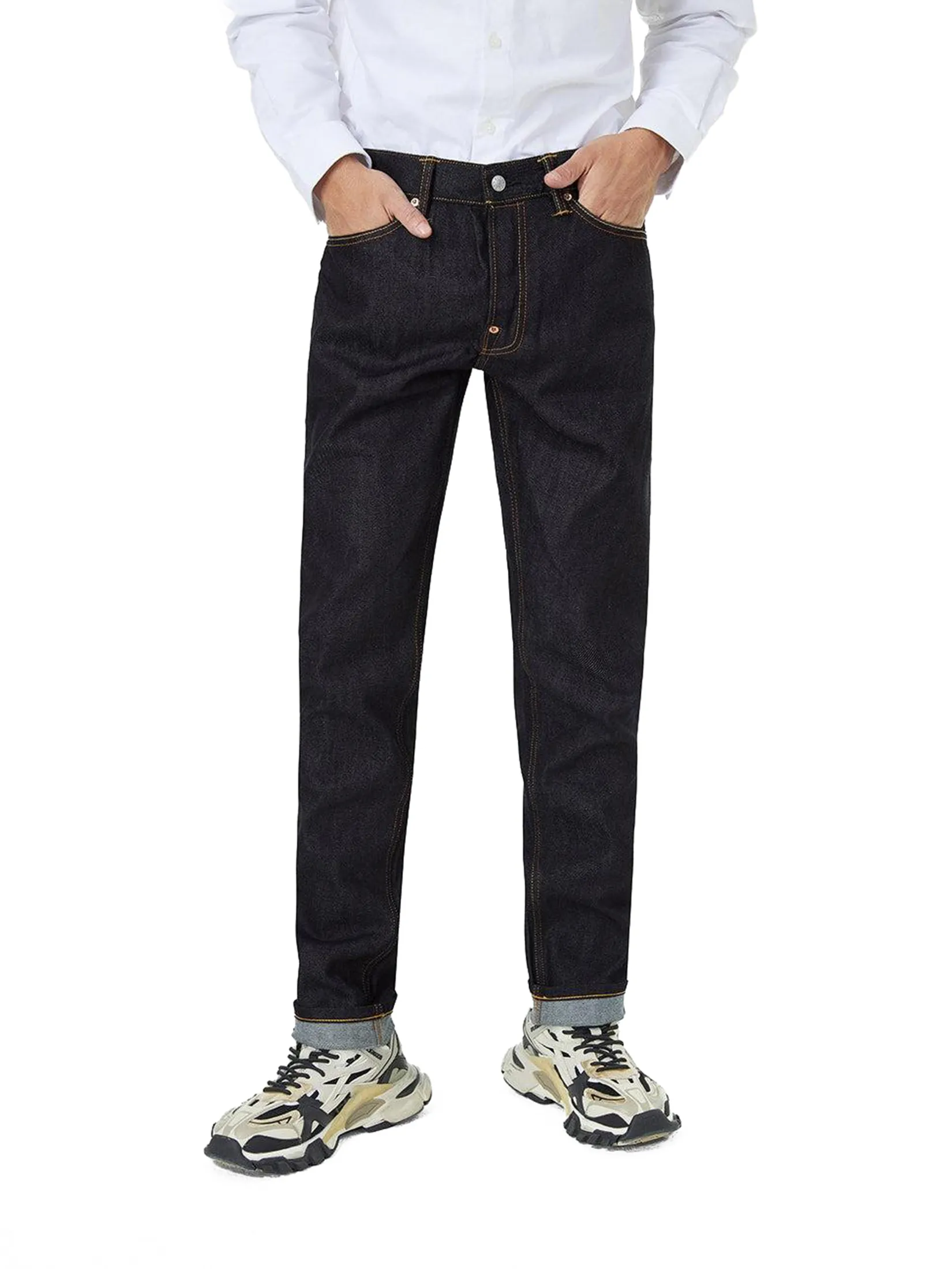 EVISU Men Jeans Patchwork Daicock Insert and Wheel Of Wisdom Embroidery Carrot Fit 2017 Indigo EVISU Men Jeans Patchwork Daicock Insert and Wheel Of Wisdom Embroidery Carrot Fit 2017 Indigo