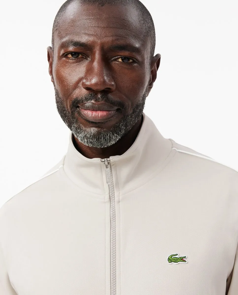 LACOSTE Paris Piqu  Zip Front Track Jacket Grey LACOSTE Paris Piqu  Zip Front Track Jacket Grey