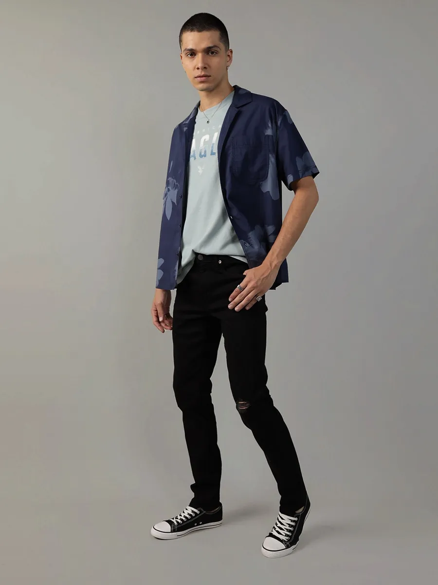 American Eagle MEN WENDY FLORAL SS OVERSIZED CAMP COLLAR COTTON RAYON 413 DARKNESS FALLS American Eagle MEN WENDY FLORAL SS OVERSIZED CAMP COLLAR COTTON RAYON 413 DARKNESS FALLS