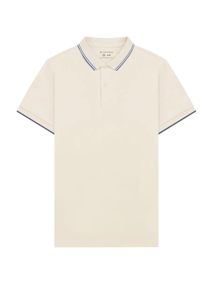 GIORDANO Men's Cotton Lycra Solid Polo Whitecap Gray GIORDANO Men's Cotton Lycra Solid Polo Whitecap Gray