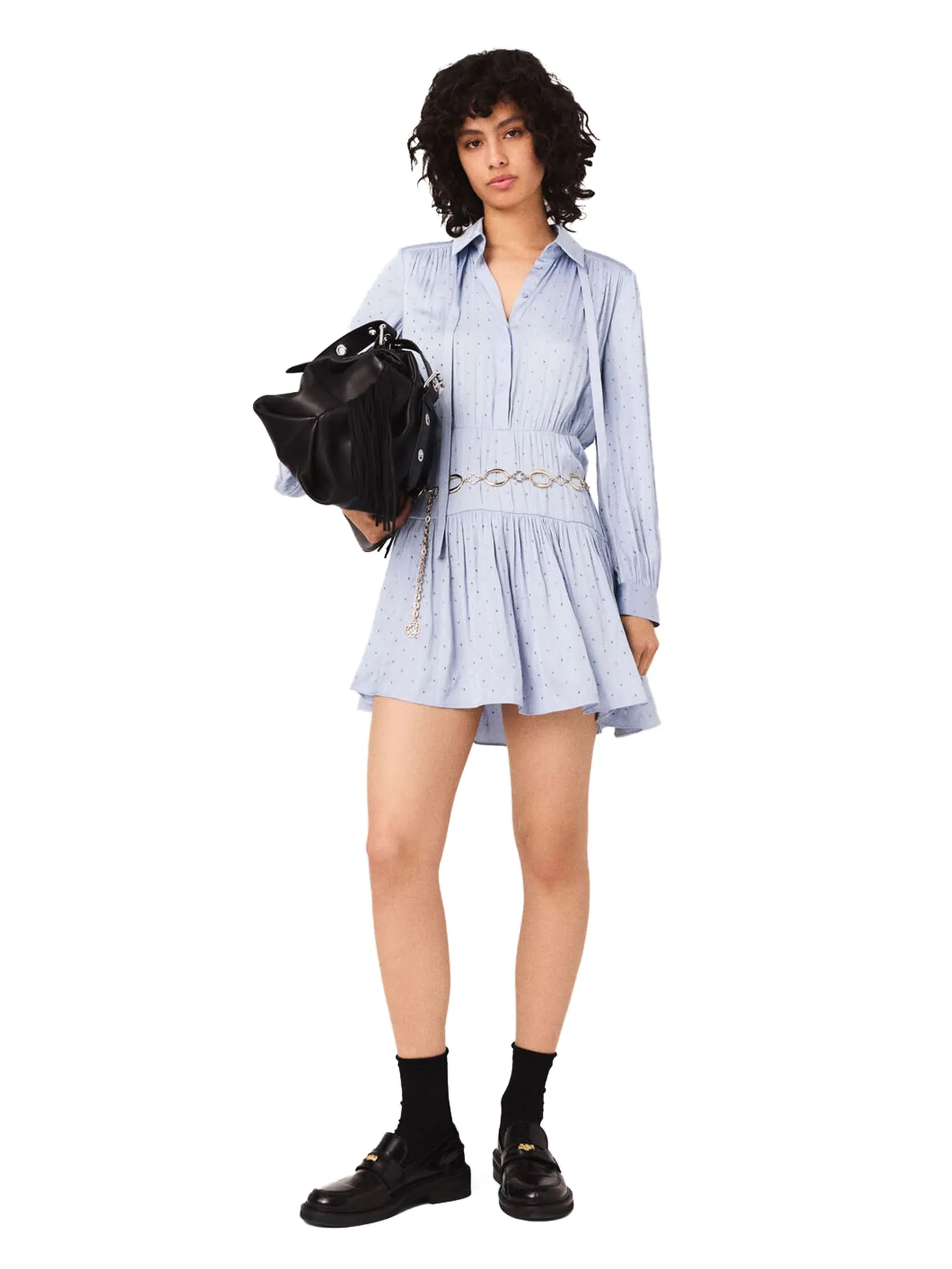 MAJE Women Dress Studded Flowing Shirt MAJE Women Dress Studded Flowing Shirt