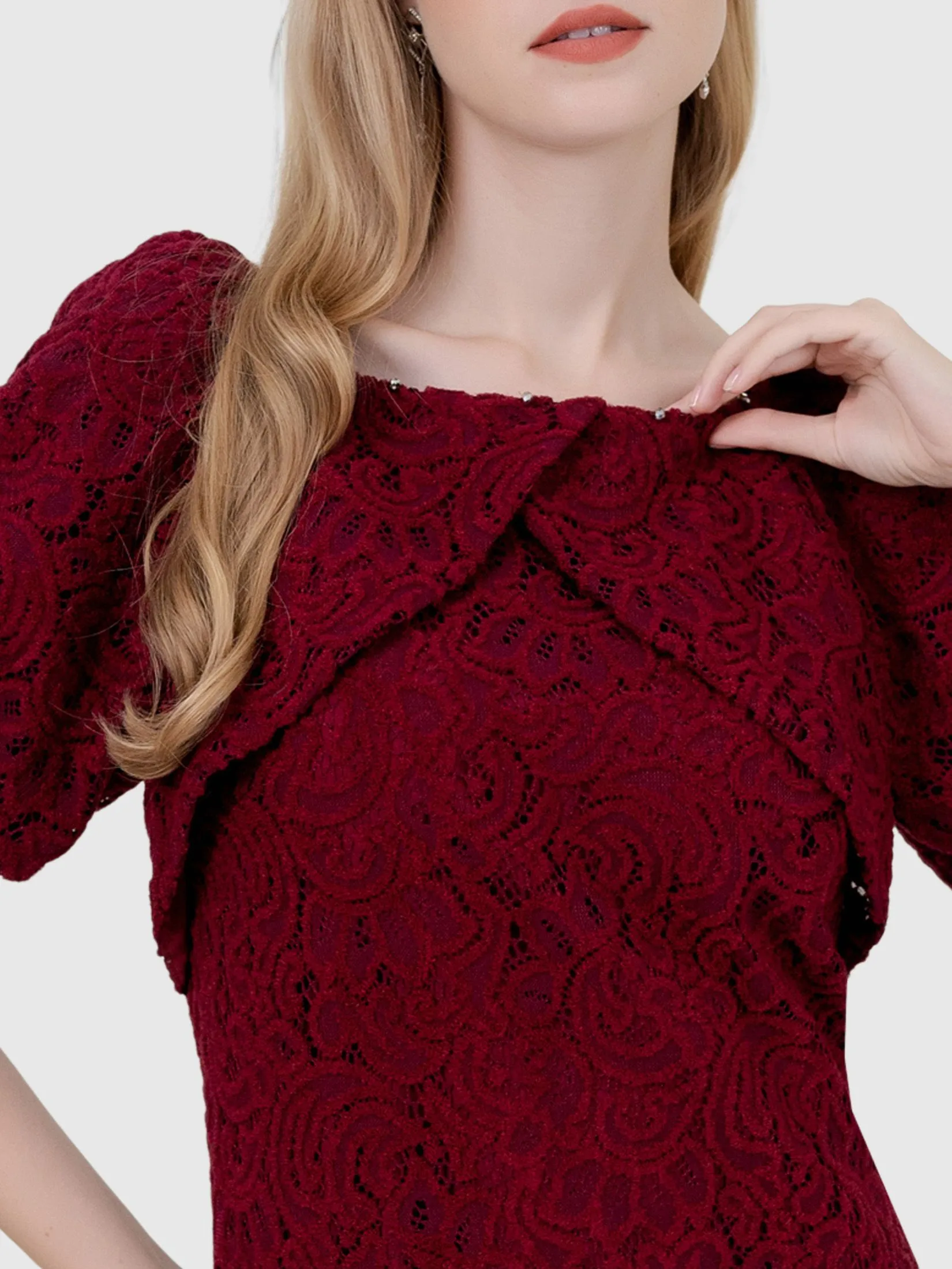 VERONIQA Women Dress Hannah Lace Red VERONIQA Women Dress Hannah Lace Red