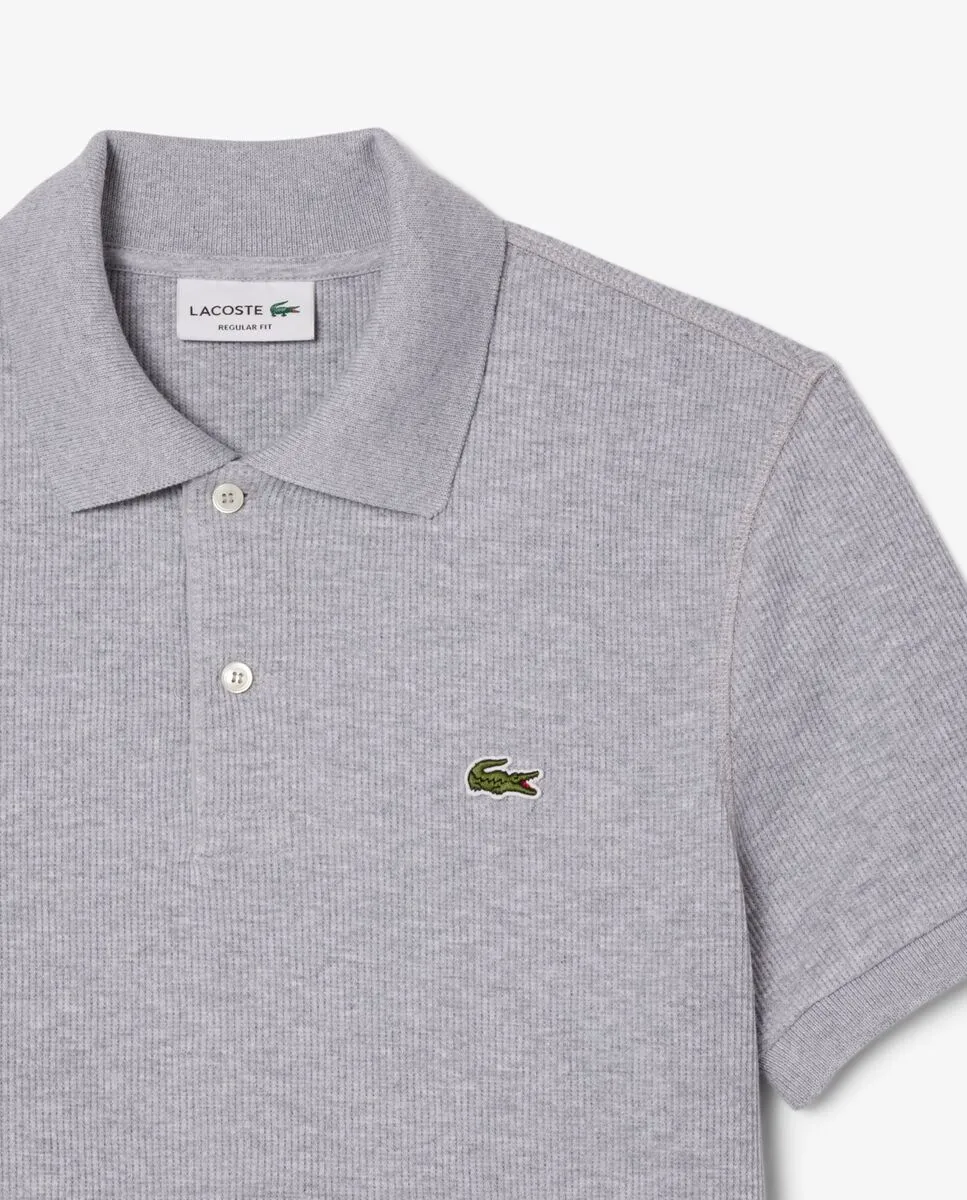 LACOSTE Regular Fit Knit Polo Shirt Grey LACOSTE Regular Fit Knit Polo Shirt Grey
