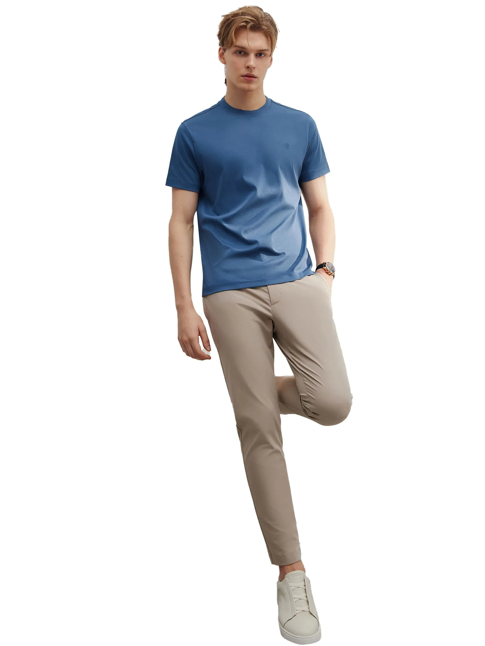 G2000 Men Clothing Mercerized Cotton T-Shirt  Smart Fit - Blue G2000 Men Clothing Mercerized Cotton T-Shirt  Smart Fit - Blue