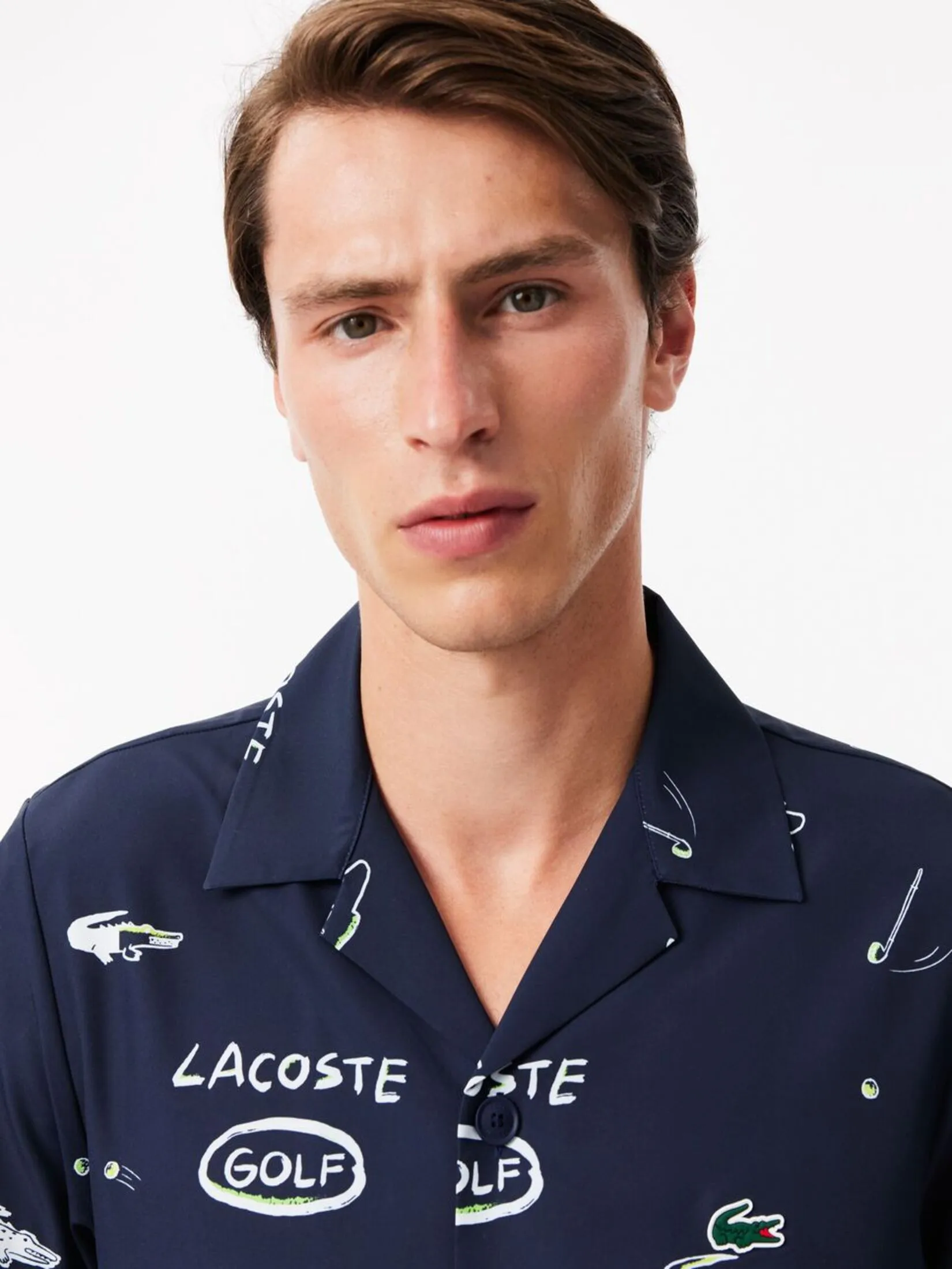LACOSTE Regular Hawaii Fit UV Protect Golf Shirt Blue LACOSTE Regular Hawaii Fit UV Protect Golf Shirt Blue