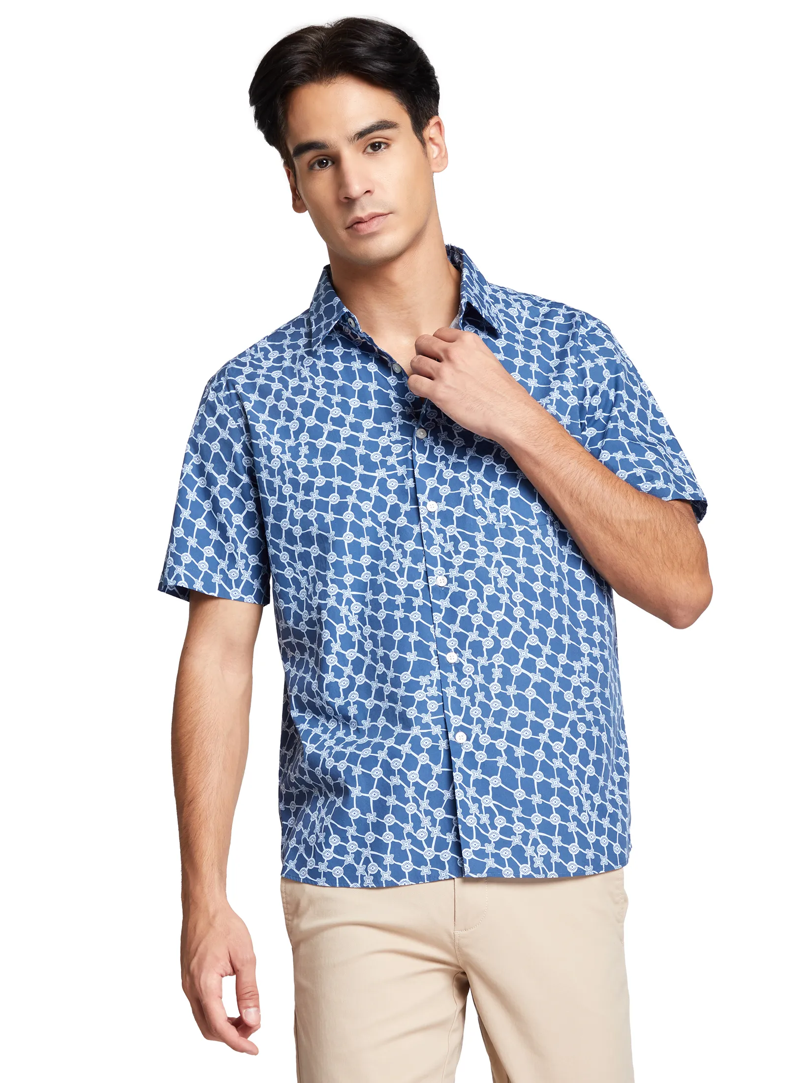 ALUMNUS Men Shirt Short Sleeves Jeans ALUMNUS Men Shirt Short Sleeves Jeans