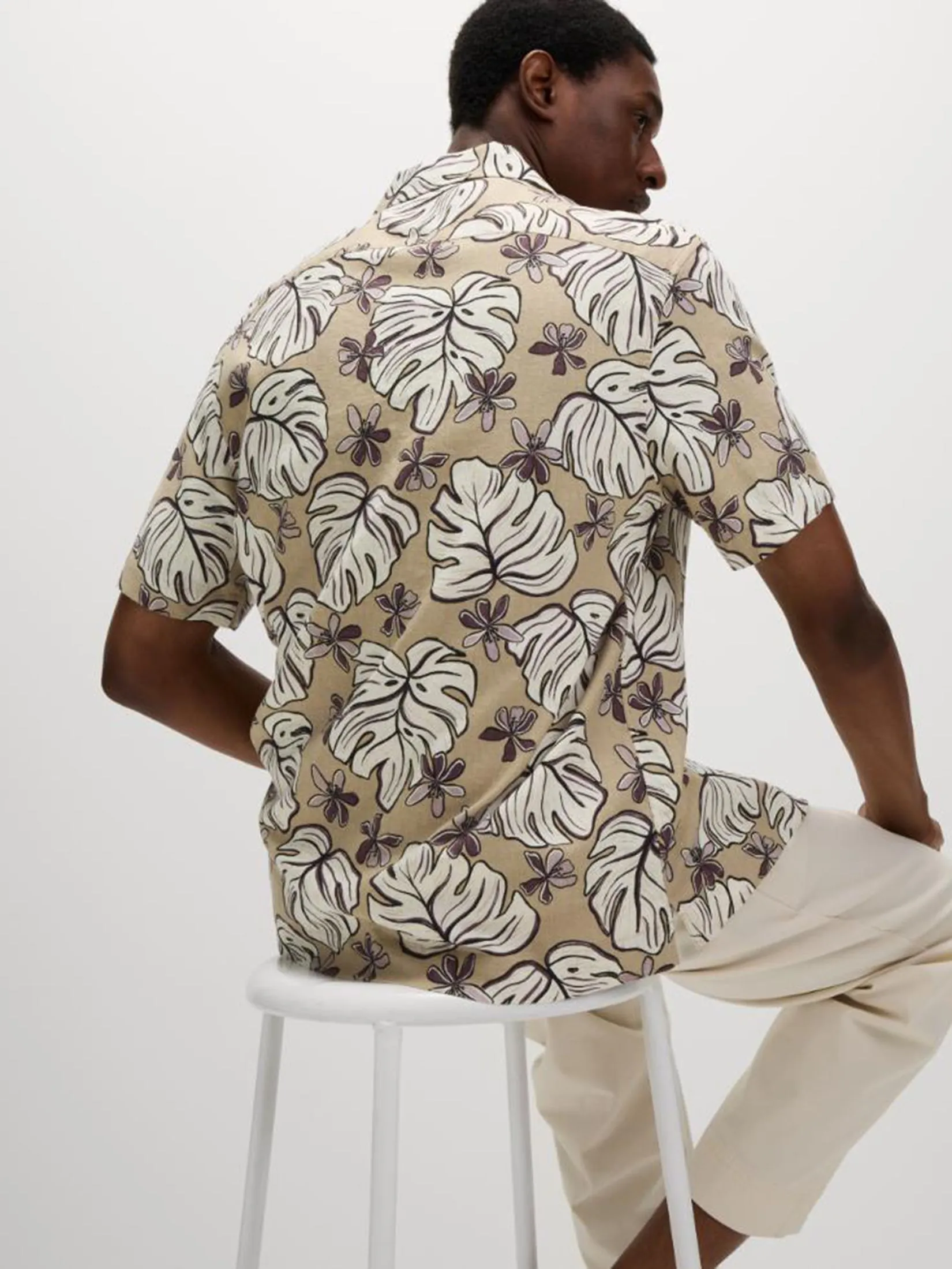 MARKS & SPENCER Men Shirt Regular Fit Linen Rich Printed Su Sand MARKS & SPENCER Men Shirt Regular Fit Linen Rich Printed Su Sand