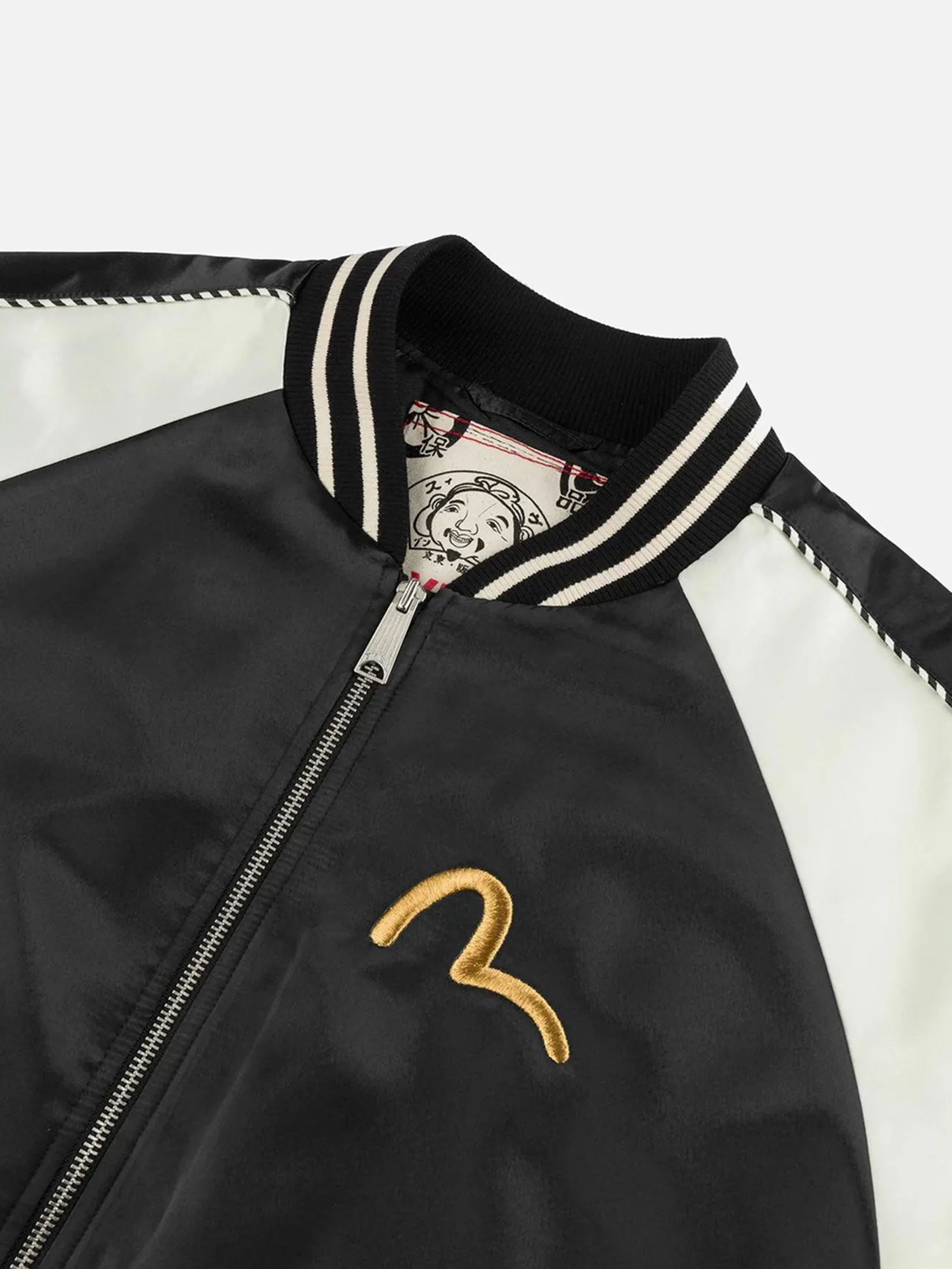 EVISU Men Jacket Crane Embroidery Regular Fit Souvenior Black EVISU Men Jacket Crane Embroidery Regular Fit Souvenior Black