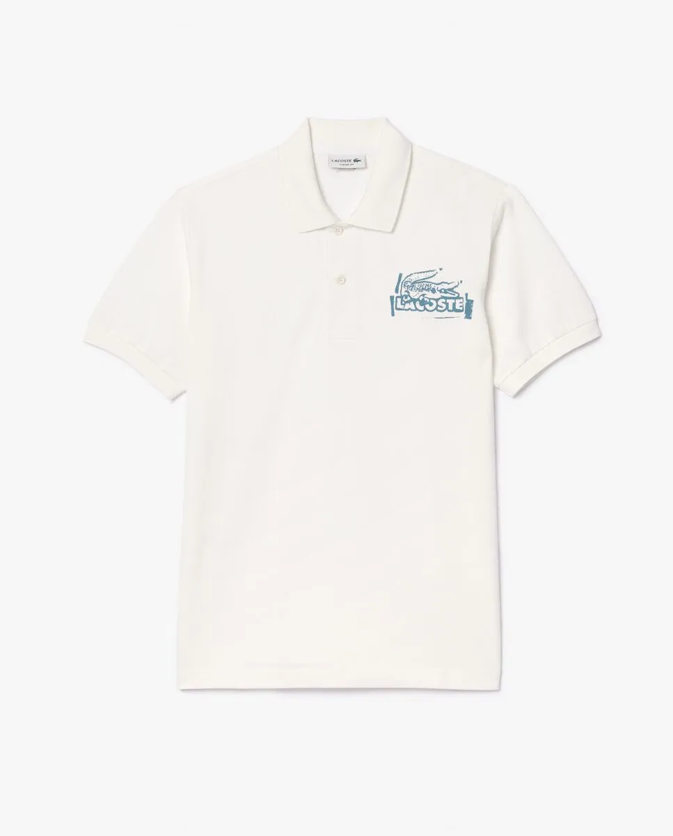LACOSTE Classic Fit Printed L.12.12 Polo Shirt White LACOSTE Classic Fit Printed L.12.12 Polo Shirt White