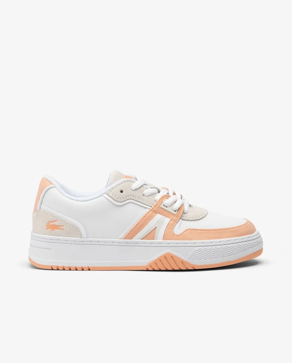 LACOSTE Women’s L001 Leather Logo Tongue Trainers White LACOSTE Women’s L001 Leather Logo Tongue Trainers White