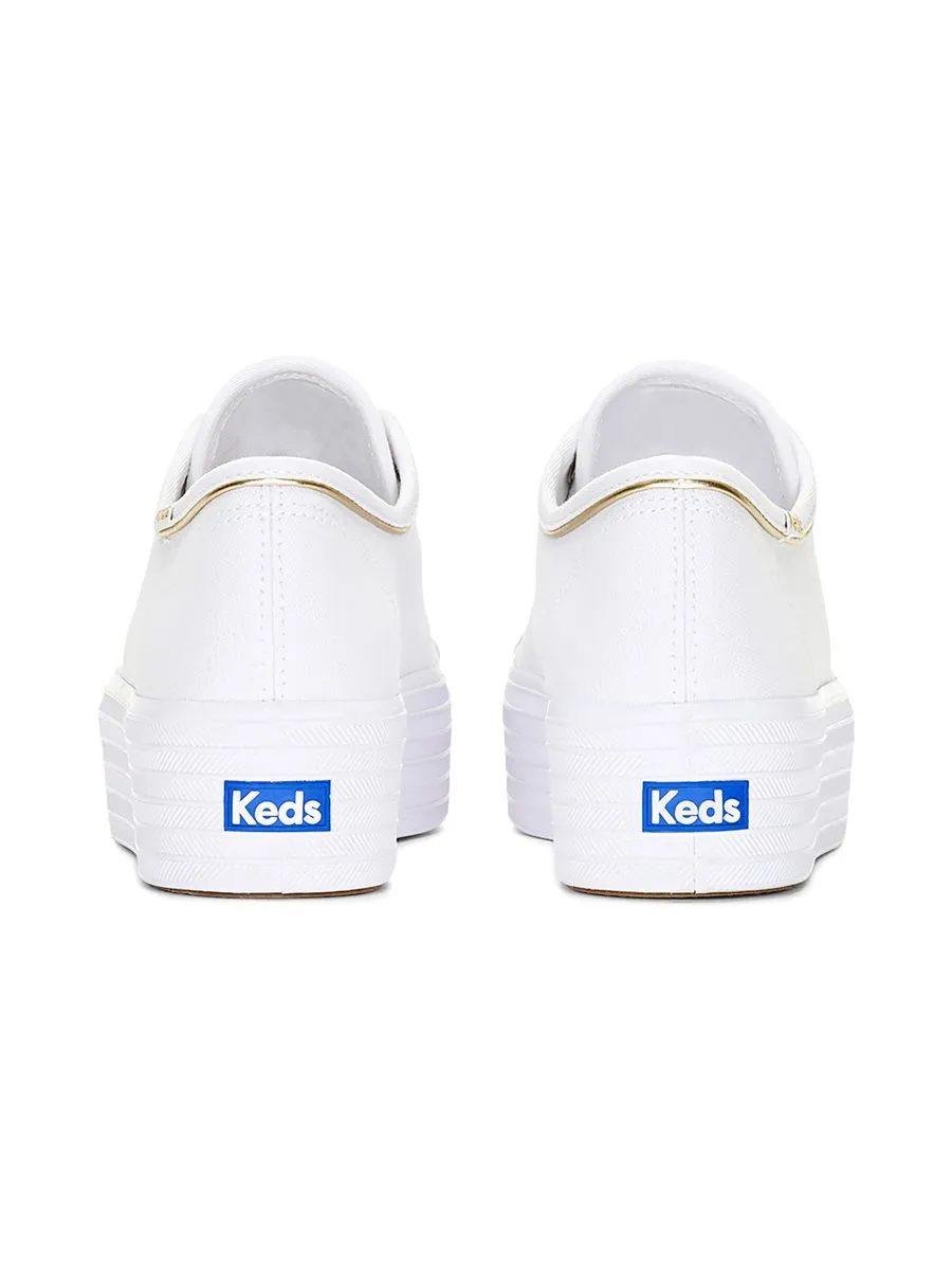KEDS Women Triple Up Canvas Piping White/Gold KEDS Women Triple Up Canvas Piping White/Gold