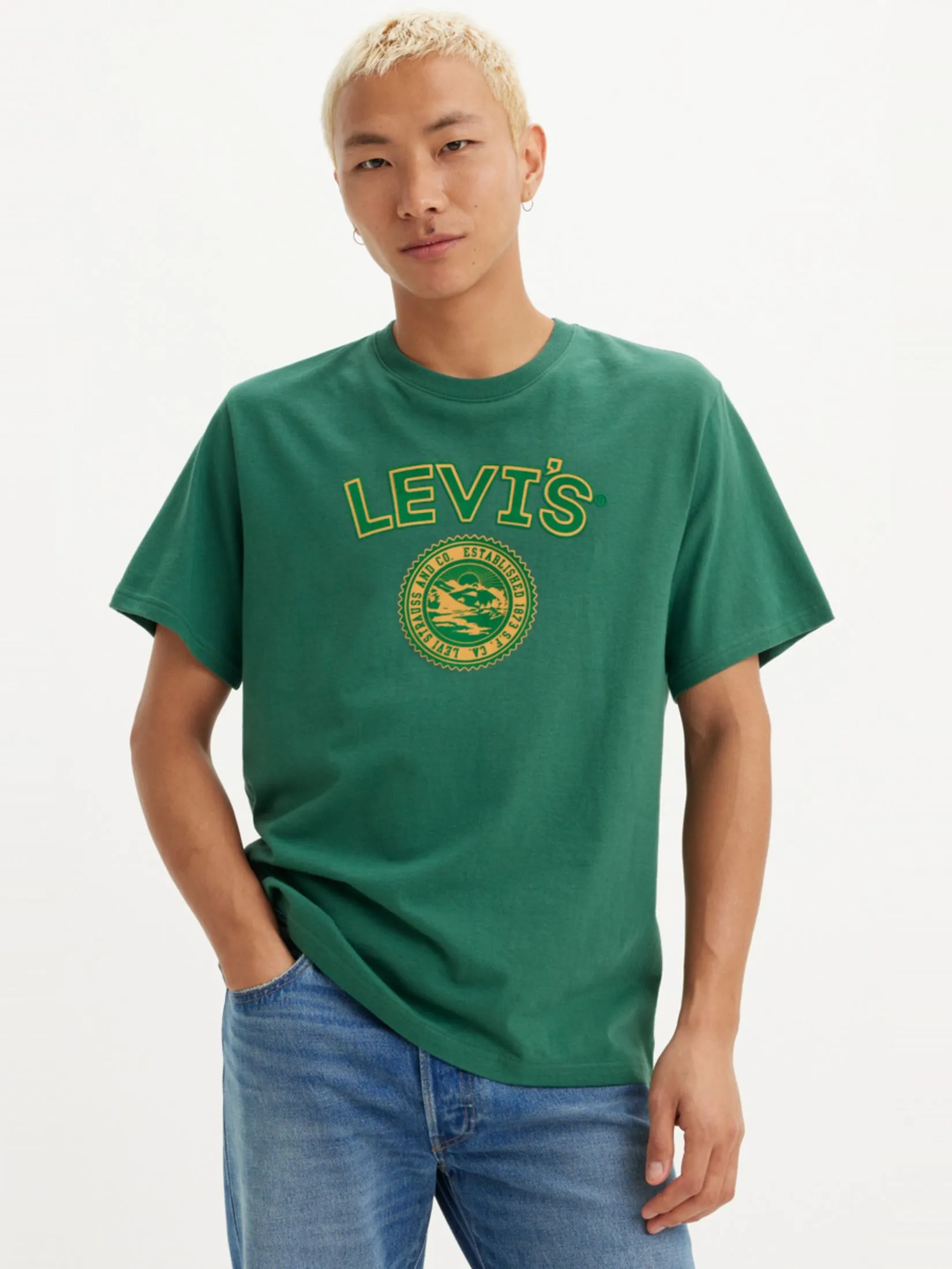 LEVI'S Men's Relaxed Fit Short-Sleeve Graphic T-Shirt Green LEVI'S Men's Relaxed Fit Short-Sleeve Graphic T-Shirt Green