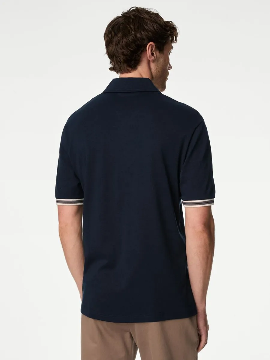 MARKS & SPENCER Men Polo Shirt Pure Cotton Tipped MARKS & SPENCER Men Polo Shirt Pure Cotton Tipped