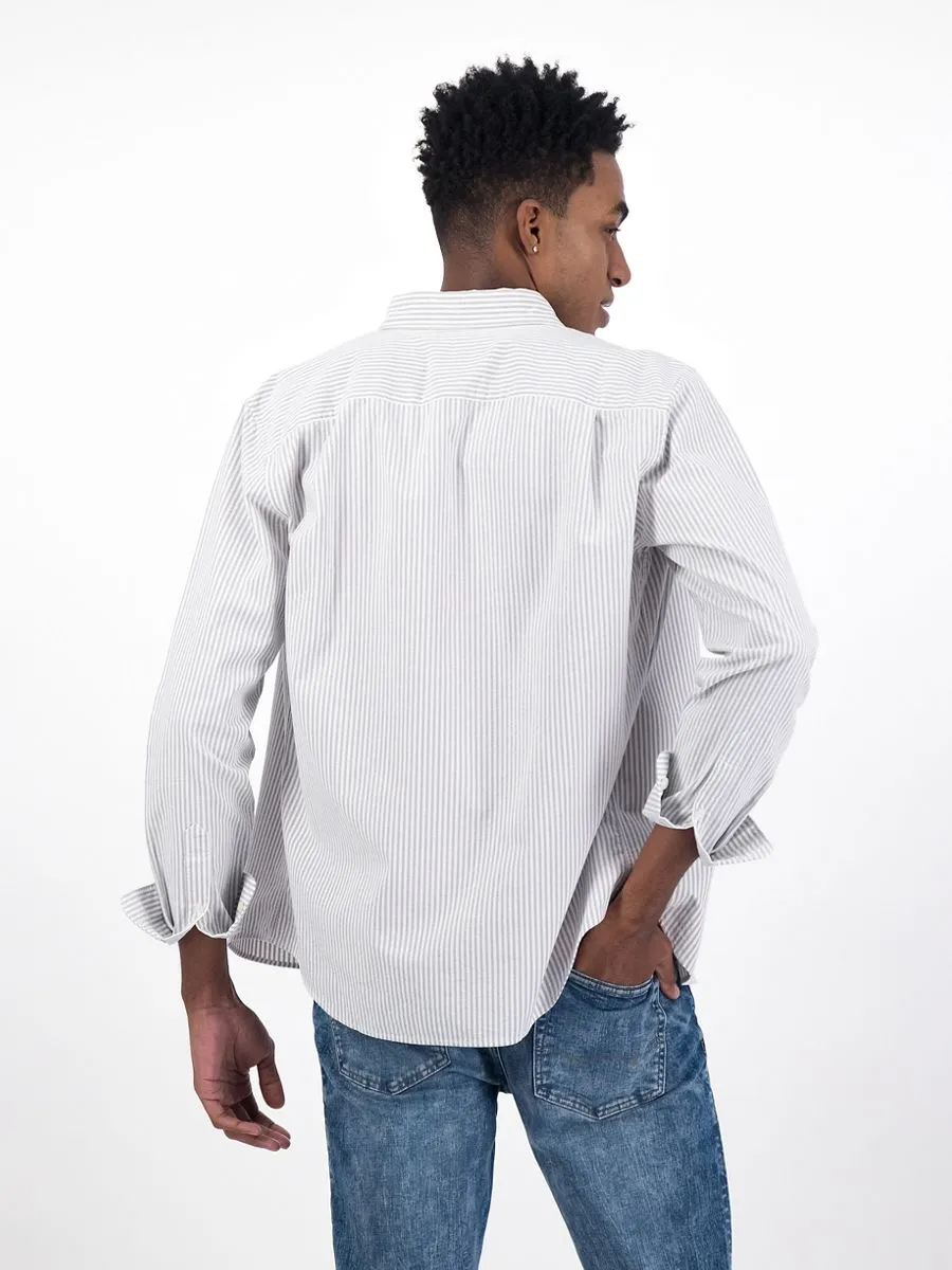 American Eagle MEN 2104 INT CF BTD BENGAL STRIPE OXFORD W EAGLE 020 GRAY American Eagle MEN 2104 INT CF BTD BENGAL STRIPE OXFORD W EAGLE 020 GRAY