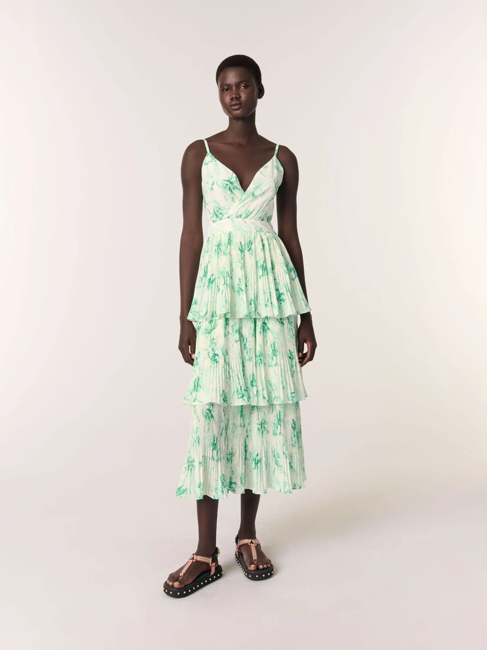 MAJE Women Maxi Dress Patterned Ruffled MAJE Women Maxi Dress Patterned Ruffled