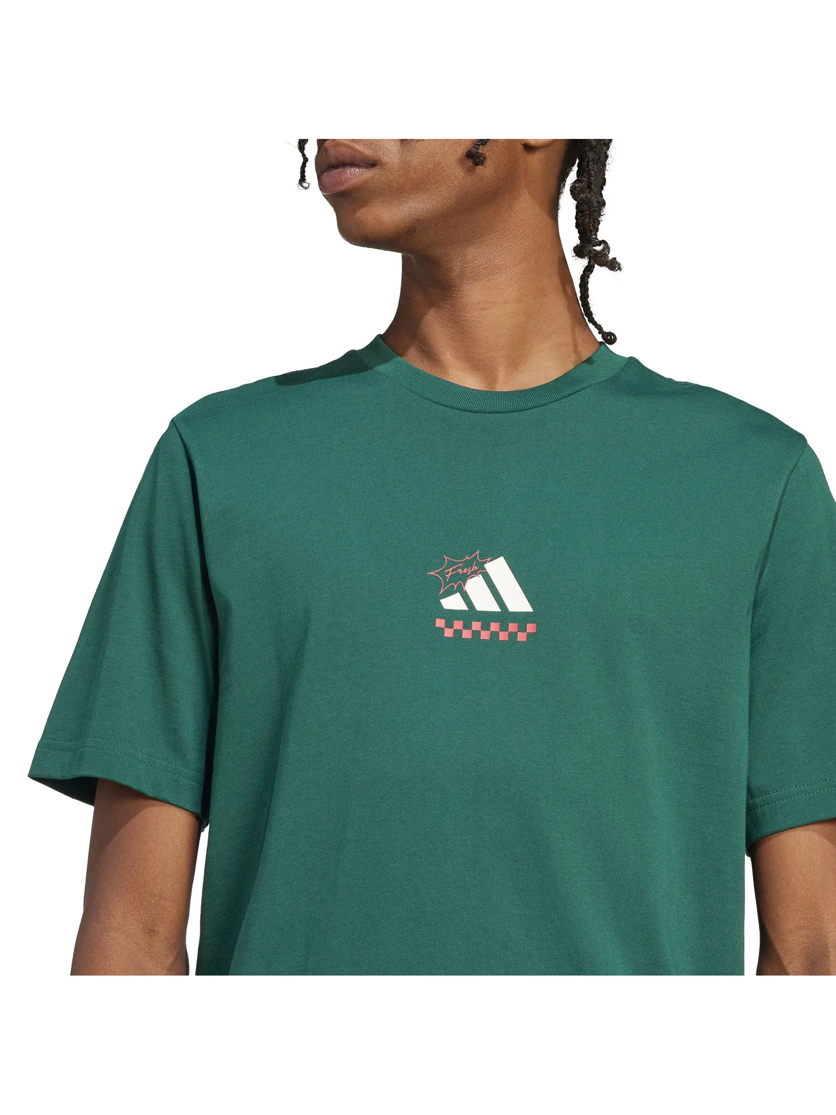 ADIDAS Men T-Shirt Lounge Pizza Graphic Collegiate Green ADIDAS Men T-Shirt Lounge Pizza Graphic Collegiate Green