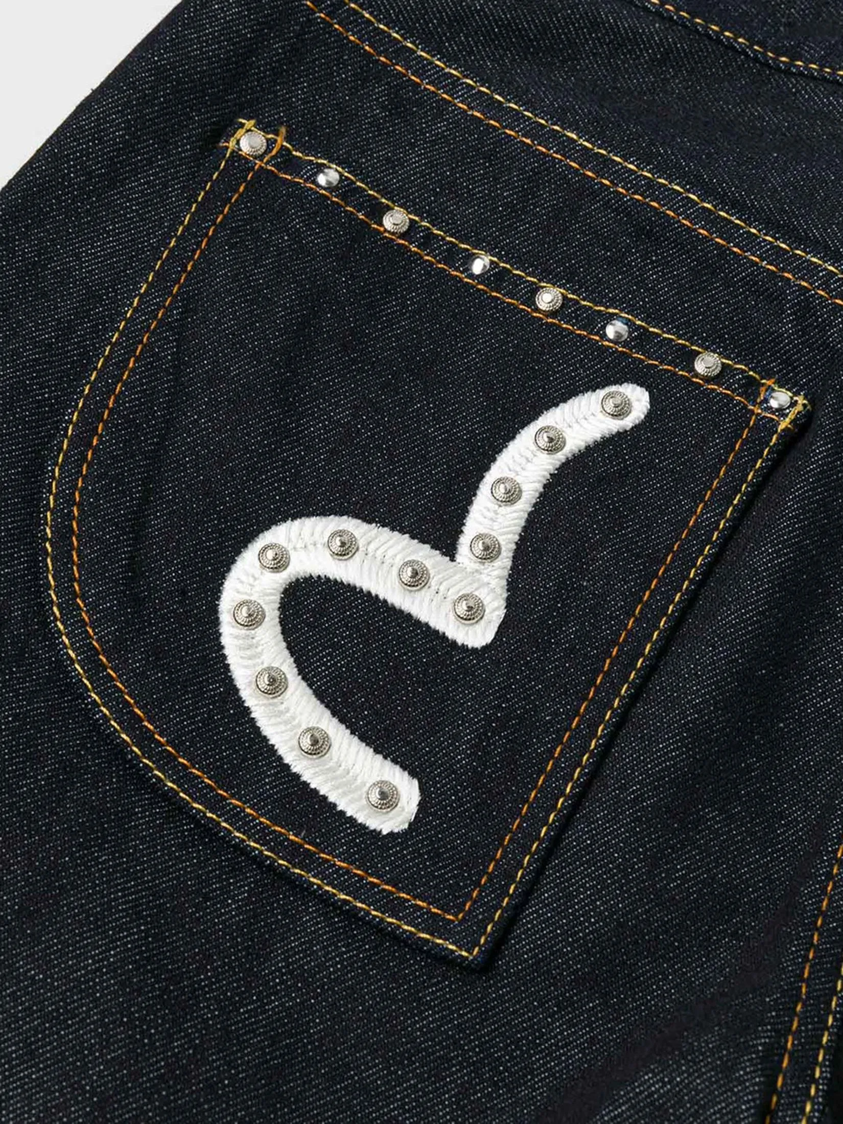 EVISU Women Jeans Seagull Embroidery with Metal Studs Relax Fit Navy EVISU Women Jeans Seagull Embroidery with Metal Studs Relax Fit Navy