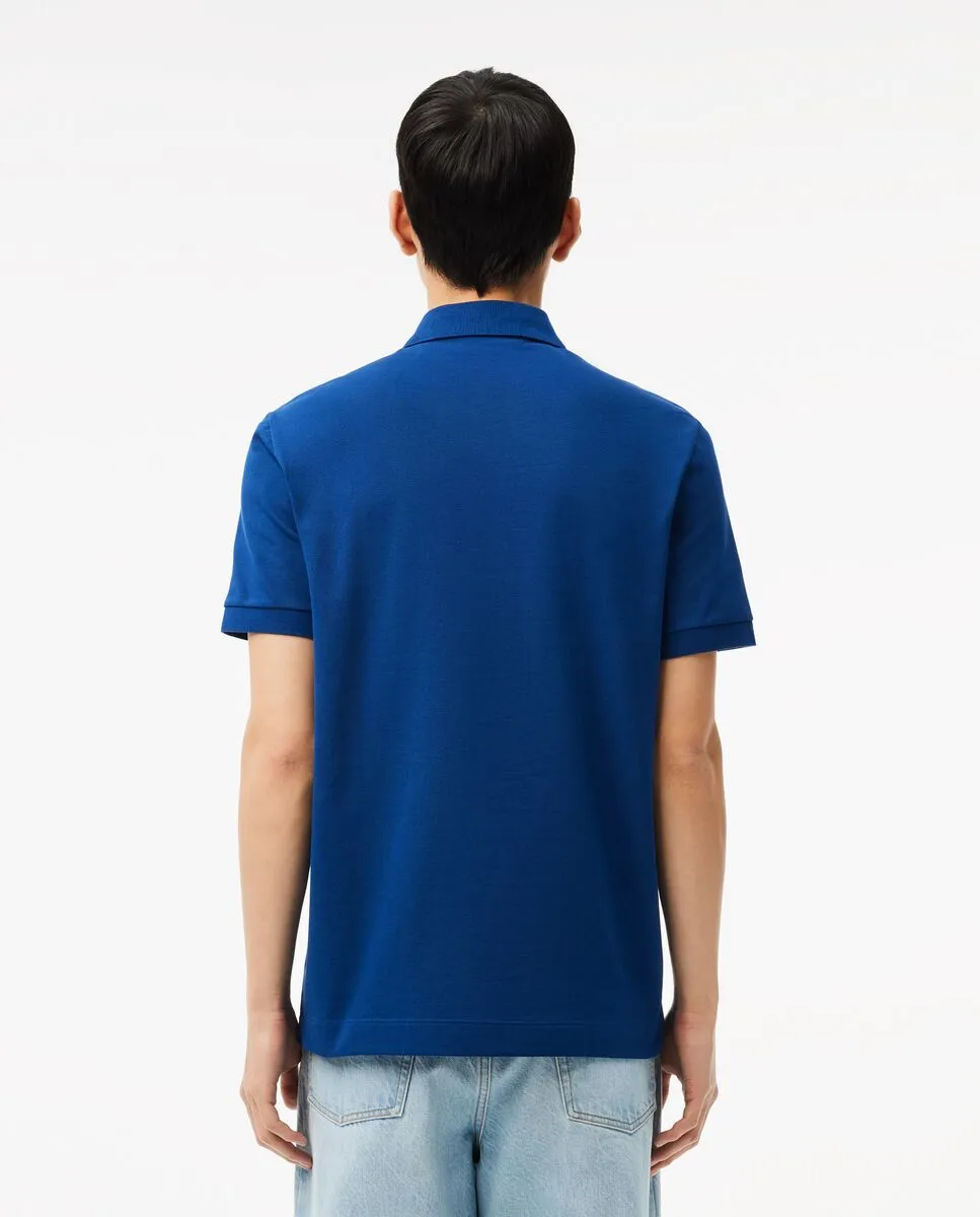 LACOSTE Regular Fit Paris Stretch Piqu  Polo Shirt Blue LACOSTE Regular Fit Paris Stretch Piqu  Polo Shirt Blue