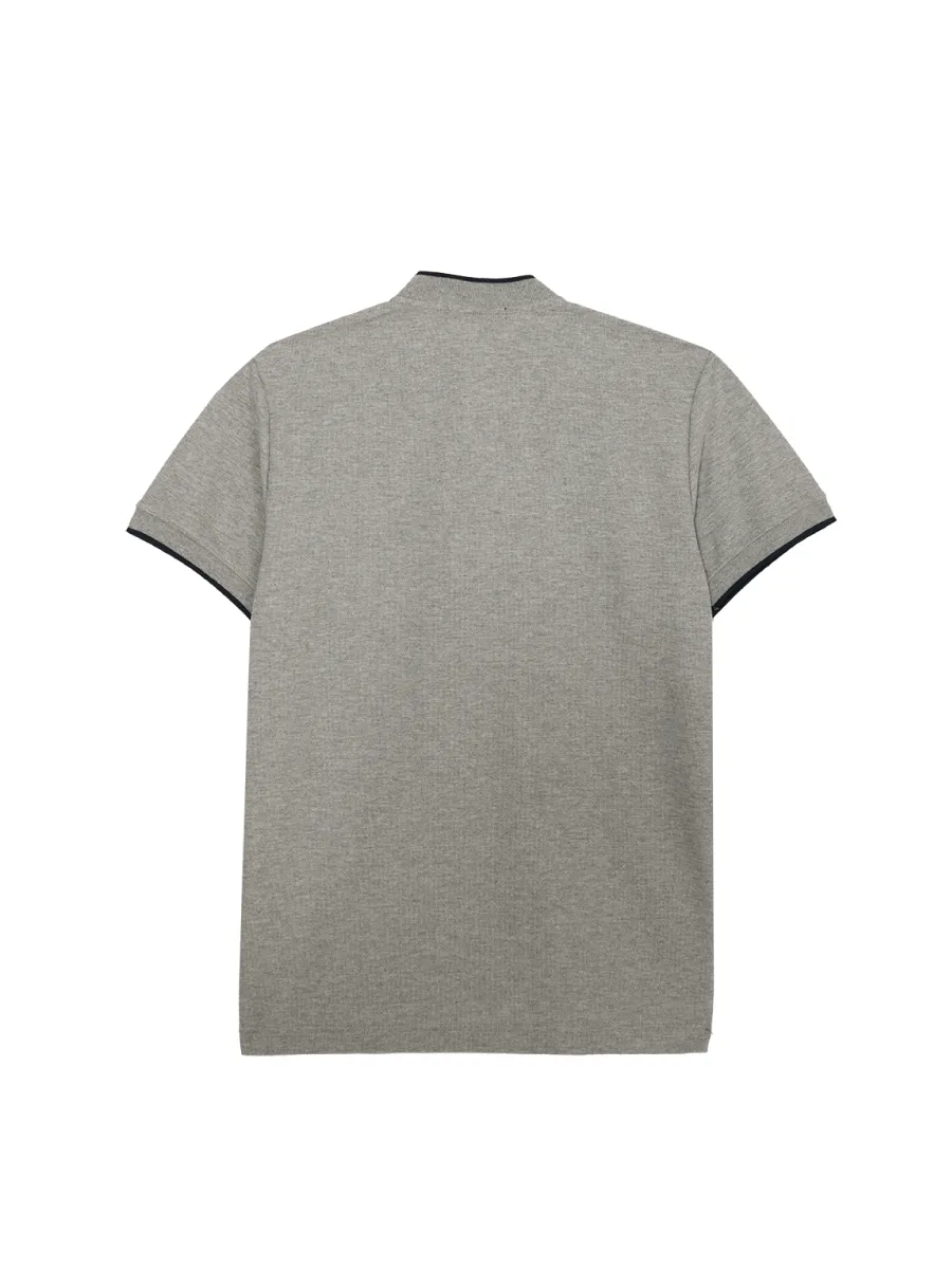 ELLE HOMME Men Mandarin collar shirt short sleeves Smart fit W8K912 - Grey ELLE HOMME Men Mandarin collar shirt short sleeves Smart fit W8K912 - Grey