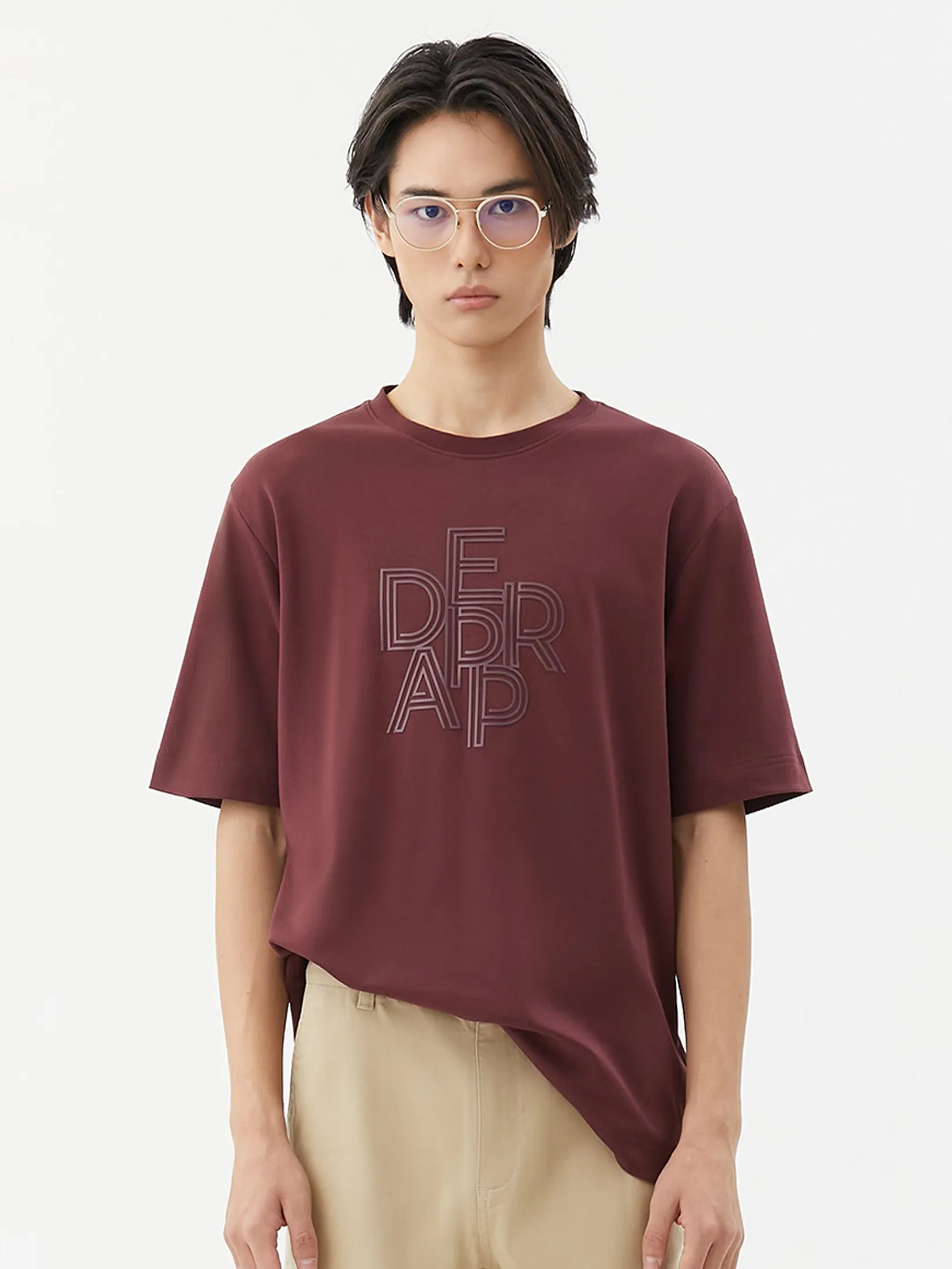 DAPPER DAPPER Embossed Logo Print T-Shirt Red DAPPER DAPPER Embossed Logo Print T-Shirt Red