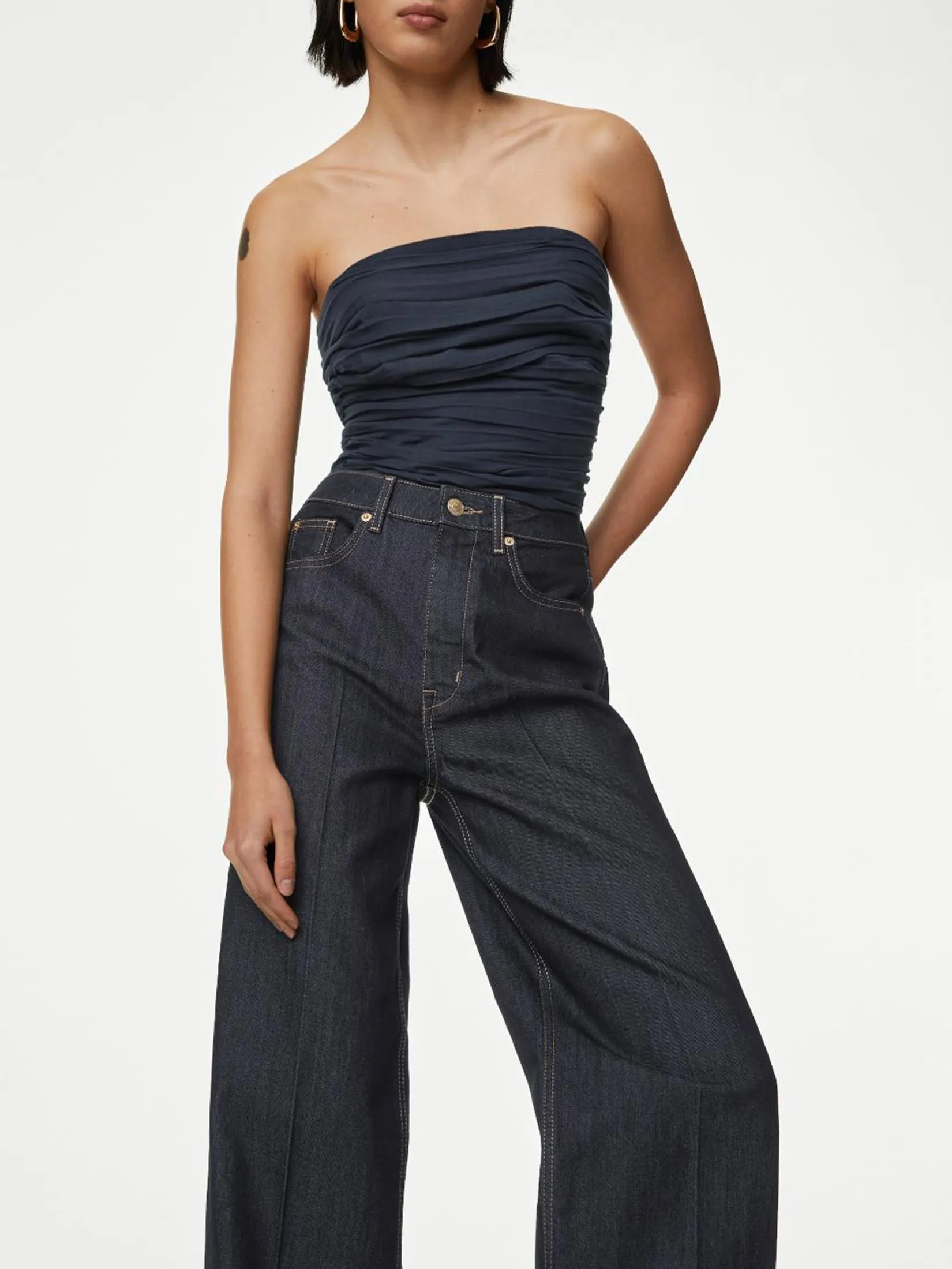 MARKS & SPENCER Women Jeans High Waisted Smart Wide Leg Indigo Mix MARKS & SPENCER Women Jeans High Waisted Smart Wide Leg Indigo Mix