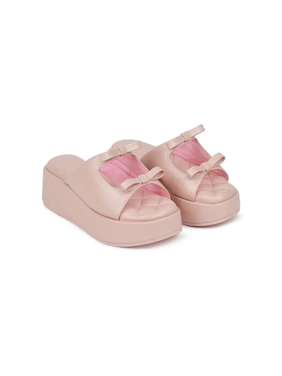 SHU WOMEN  PETITE BOW PALETTE SOFT 2" WEDGES - NUDE PINK SHU WOMEN  PETITE BOW PALETTE SOFT 2" WEDGES - NUDE PINK