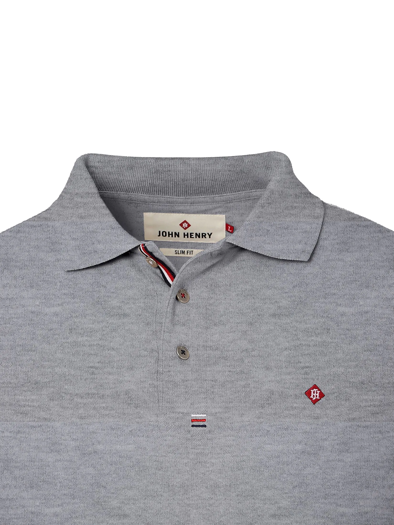 JOHN HENRY Men's Polo (Slim Fit) ESSENTIALS Grey JOHN HENRY Men's Polo (Slim Fit) ESSENTIALS Grey