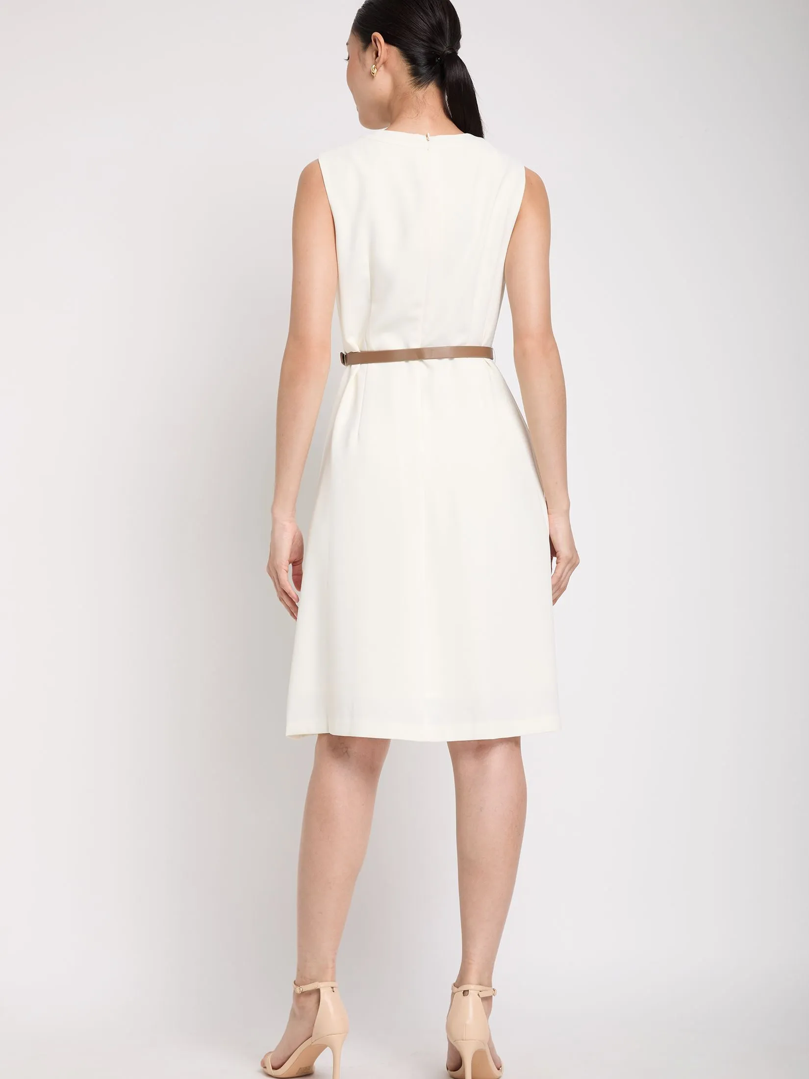 EXPRESSIONS Women Dress Sleeveless With Leather Belt EXPRESSIONS Women Dress Sleeveless With Leather Belt