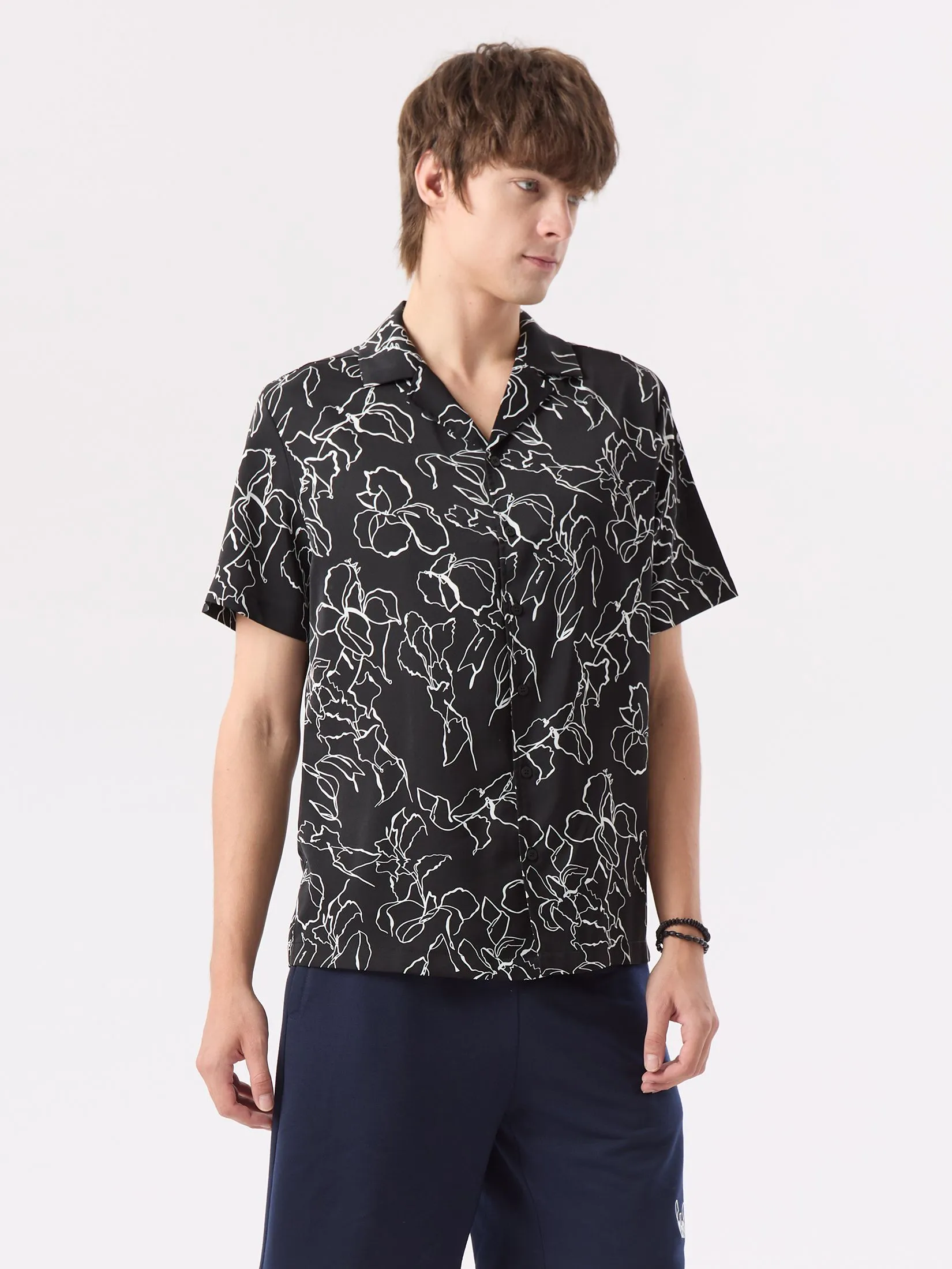 ESP Hawaiian Shirt Men Black ESP Hawaiian Shirt Men Black