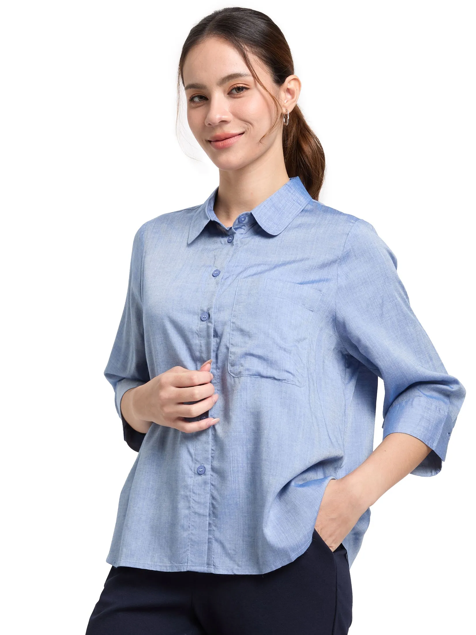 EASY PIECES Women Shirt Long Sleeves Collar Neck EASY PIECES Women Shirt Long Sleeves Collar Neck