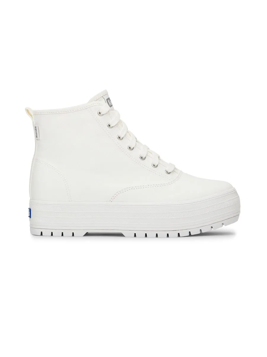 KEDS Women The Platform Mid Lug Canvas Snow White KEDS Women The Platform Mid Lug Canvas Snow White
