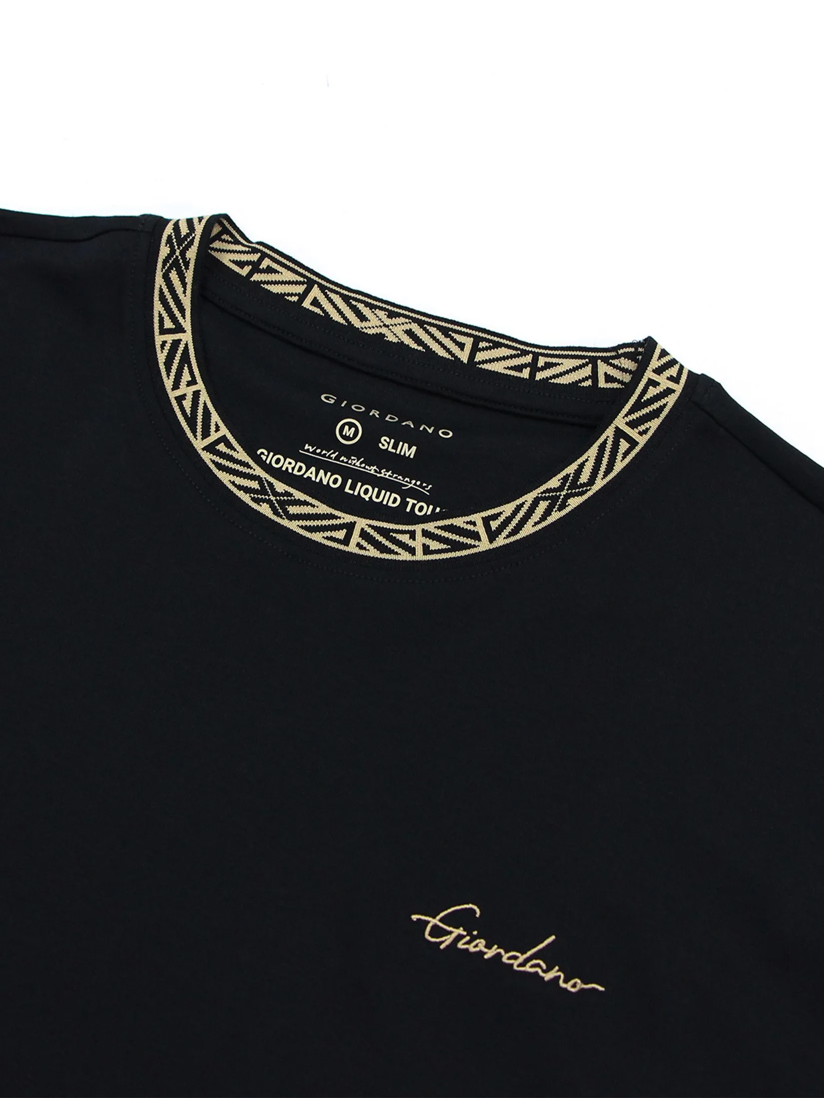 GIORDANO Men's Slim Interlock Tee (Liquid Touch) Black GIORDANO Men's Slim Interlock Tee (Liquid Touch) Black