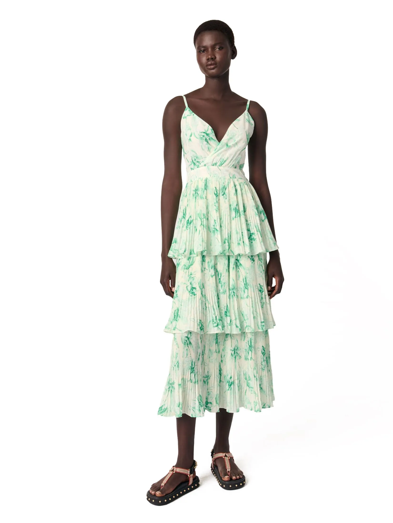MAJE Women Maxi Dress Patterned Ruffled MAJE Women Maxi Dress Patterned Ruffled