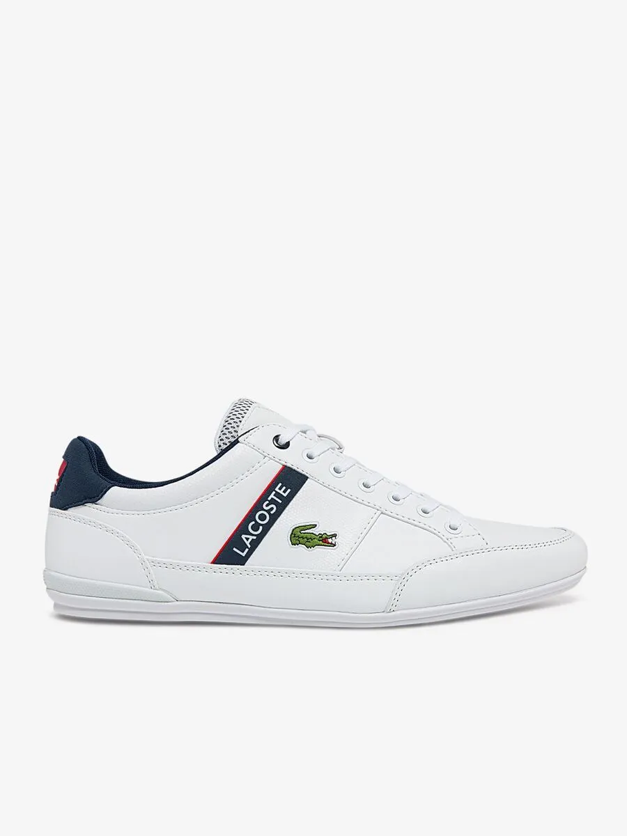 LACOSTE White Men’s Chaymon Textile and Synthetic Trainers LACOSTE White Men’s Chaymon Textile and Synthetic Trainers