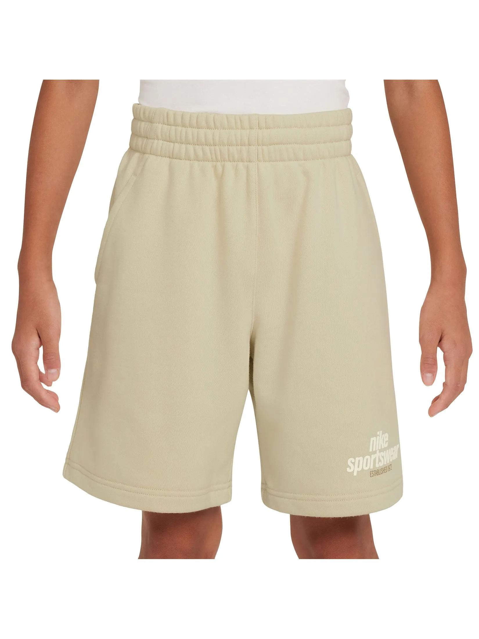 NIKE KIDS Unisex Shorts French Terry Lt Khaki/Lt Khaki/Parachute Beige/Sail NIKE KIDS Unisex Shorts French Terry Lt Khaki/Lt Khaki/Parachute Beige/Sail