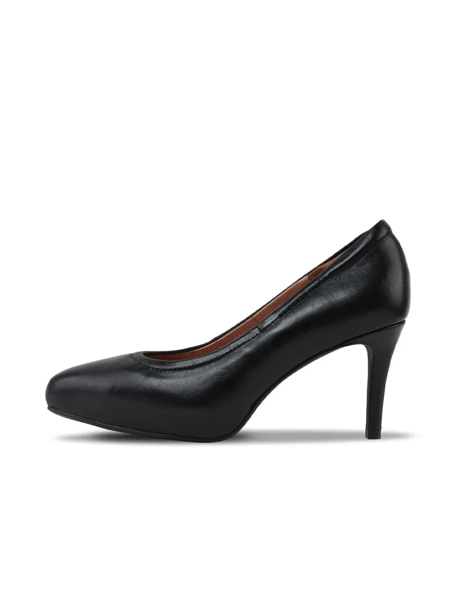 Sirena Black Leather Court Shoes Pointed Toe High Heel 3 inch Cinderella+Platform 15mm Sirena Black Leather Court Shoes Pointed Toe High Heel 3 inch Cinderella+Platform 15mm